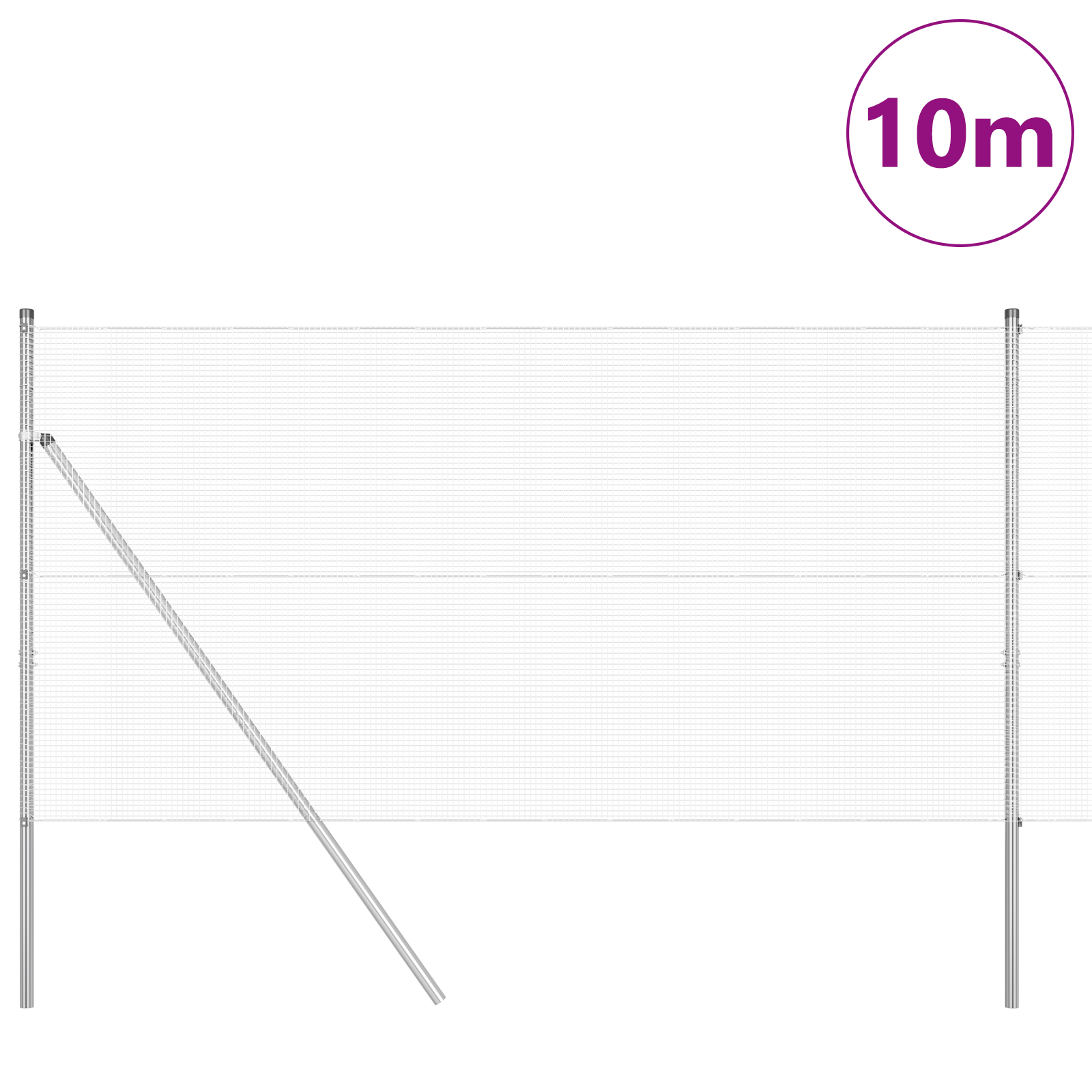 vidaXL Îngrădire cu stâlpi Argintiu 1.2 x 10 m Oțel