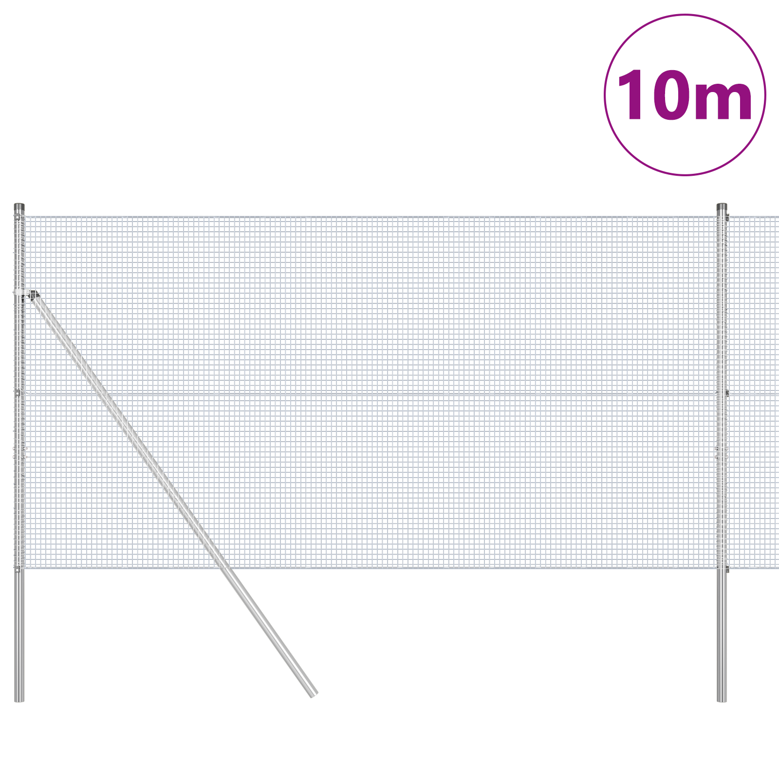 vidaXL Îngrădire cu stâlpi Argintiu 1.2 x 10 m Oțel vidaXL Îngrădire cu stâlpi Argintiu 1.2 x 10 m Oțel