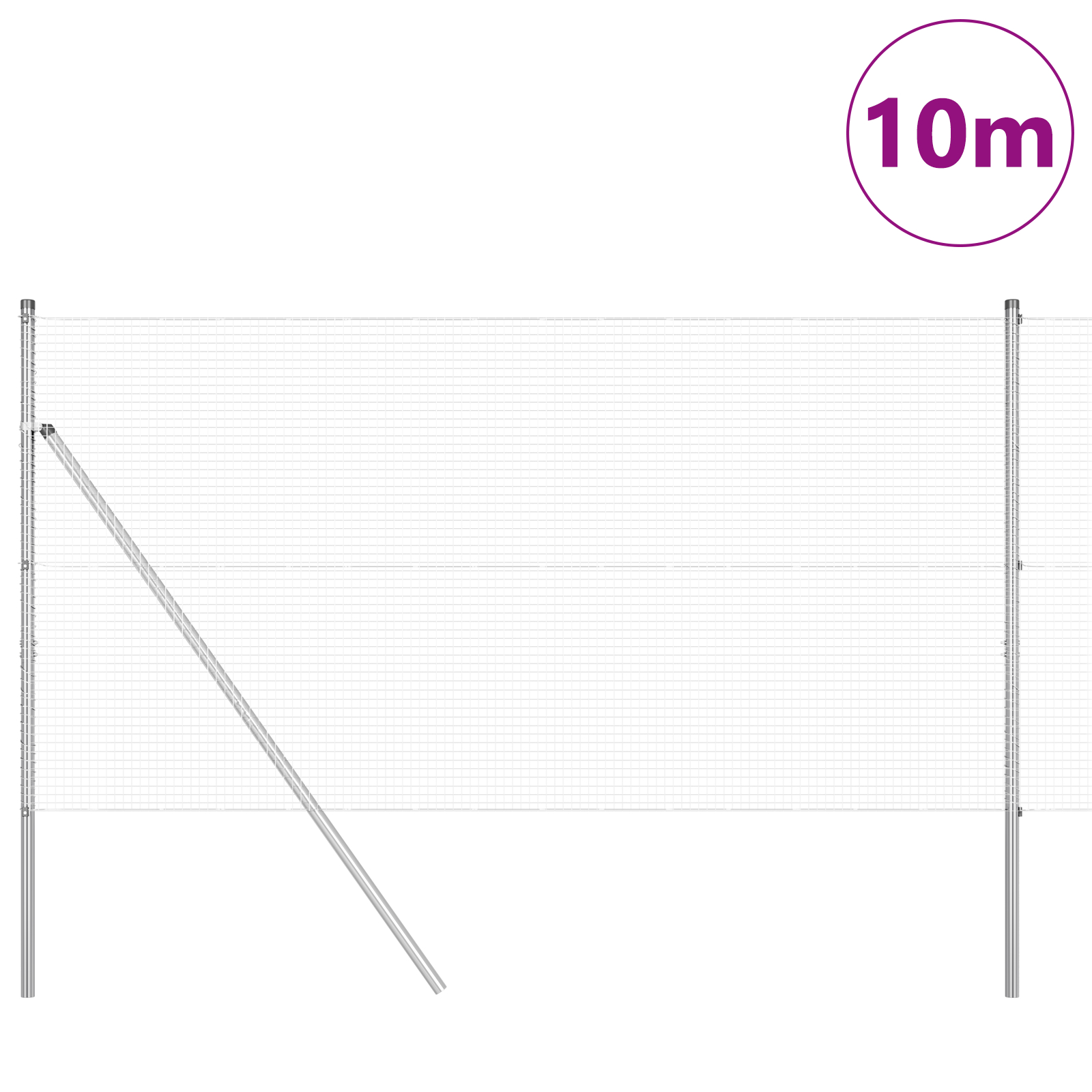 vidaXL Îngrădire cu stâlpi Argintiu 1.2 x 10 m Oțel