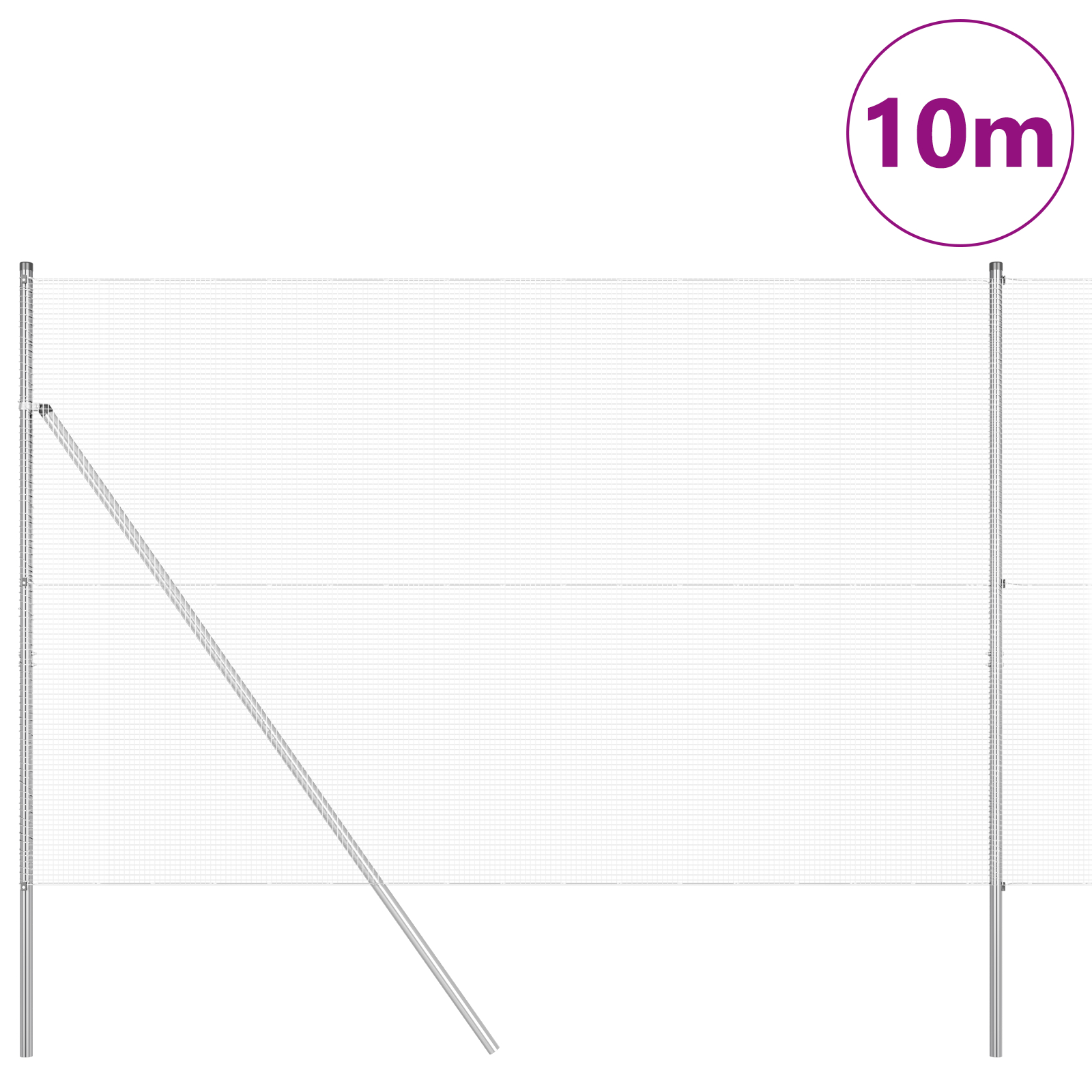vidaXL Îngrădire cu stâlpi Argintiu 1.5 x 10 m Oțel