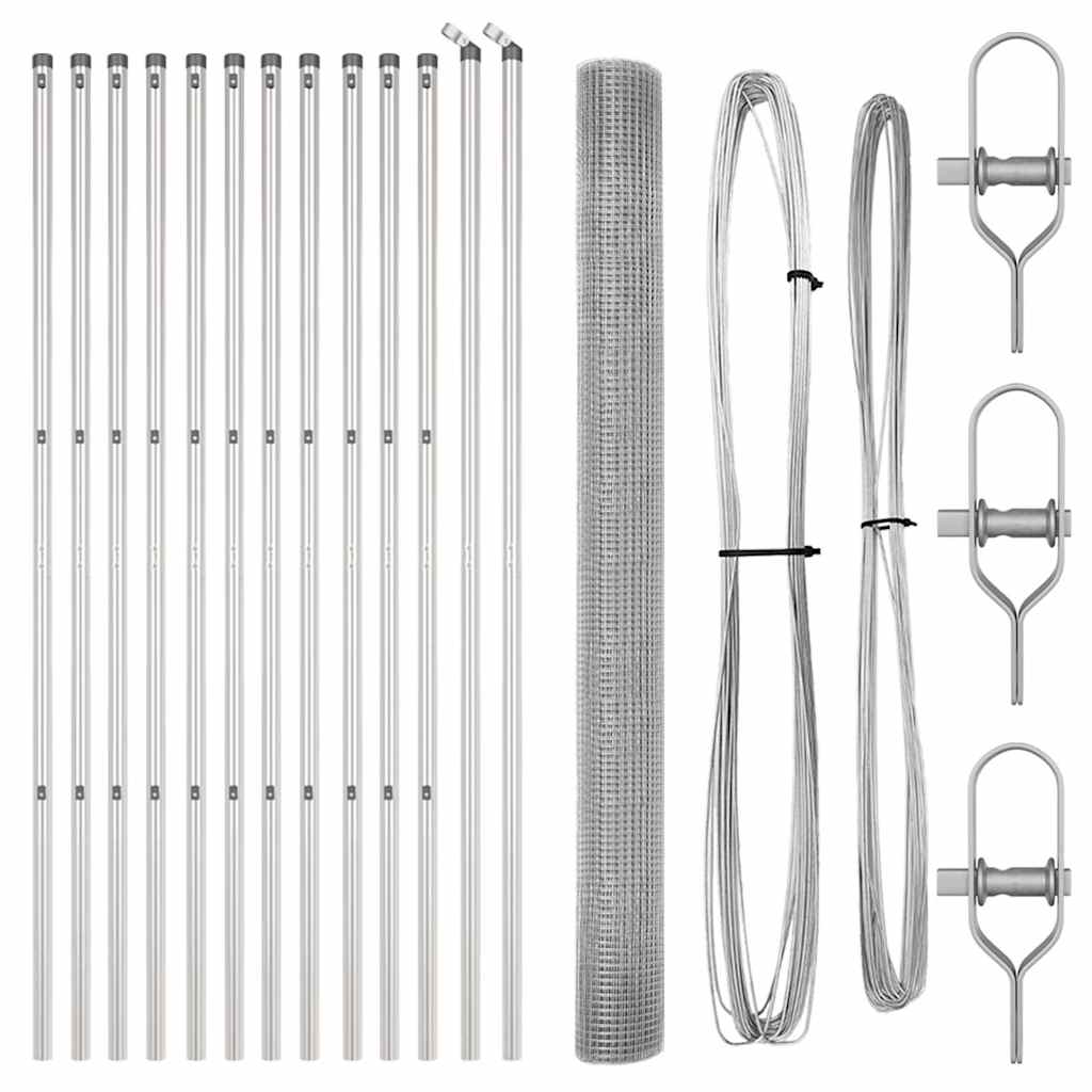 vidaXL Îngrădire cu stâlpi Argintiu 1.6 x 25 m Oțel
