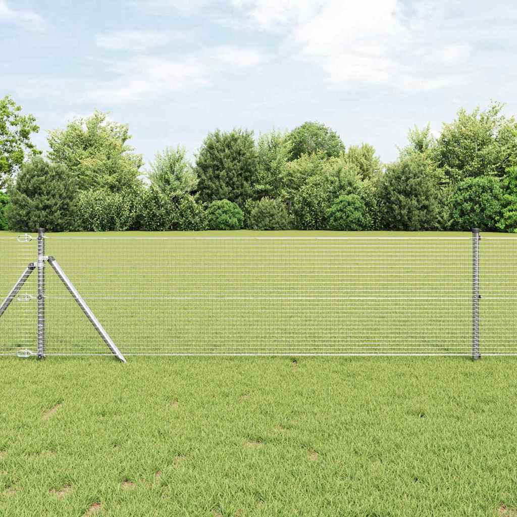 vidaXL Îngrădire cu stâlpi Argintiu 0.8 x 50 m Oțel