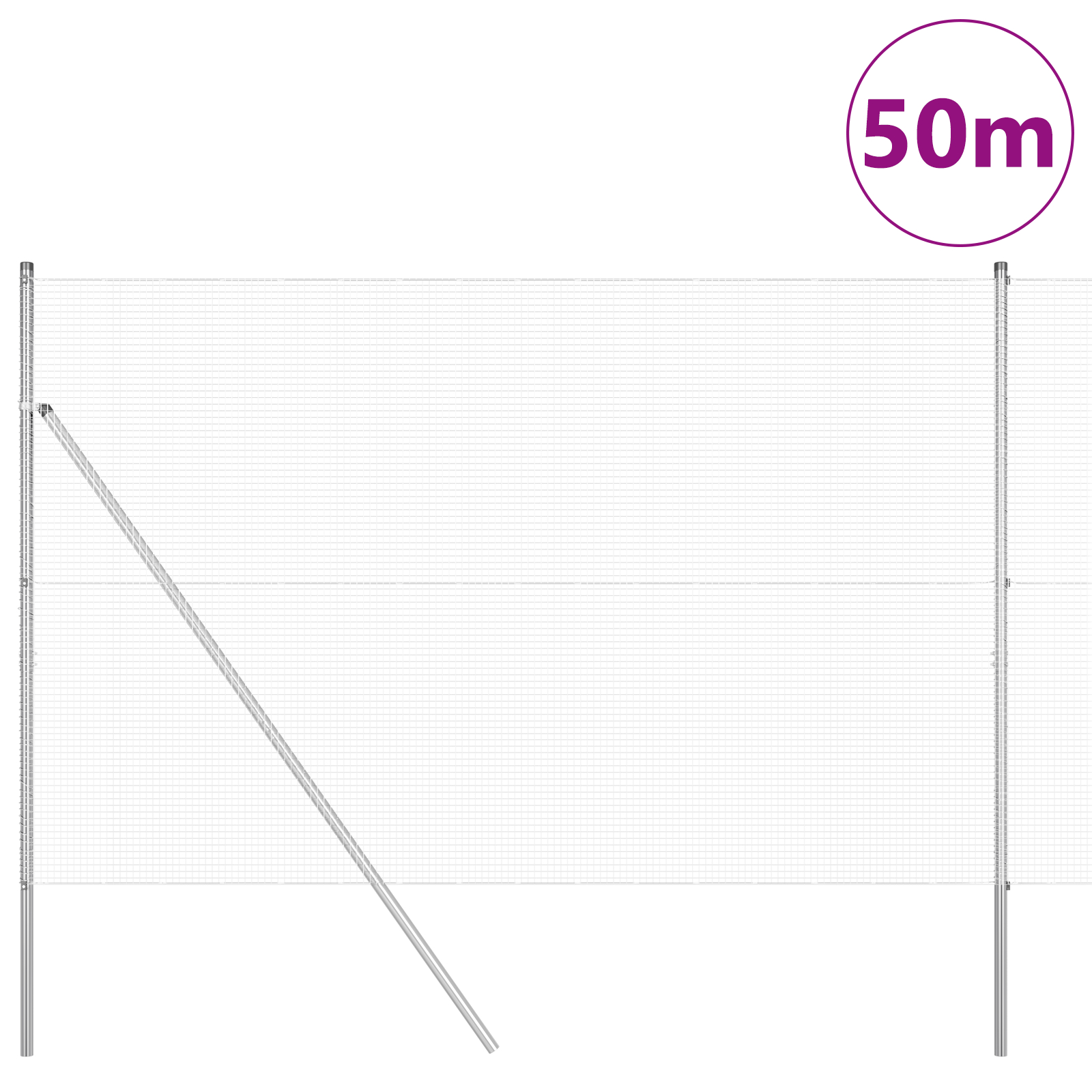 vidaXL Îngrădire cu stâlpi Argintiu 1.6 x 50 m Oțel