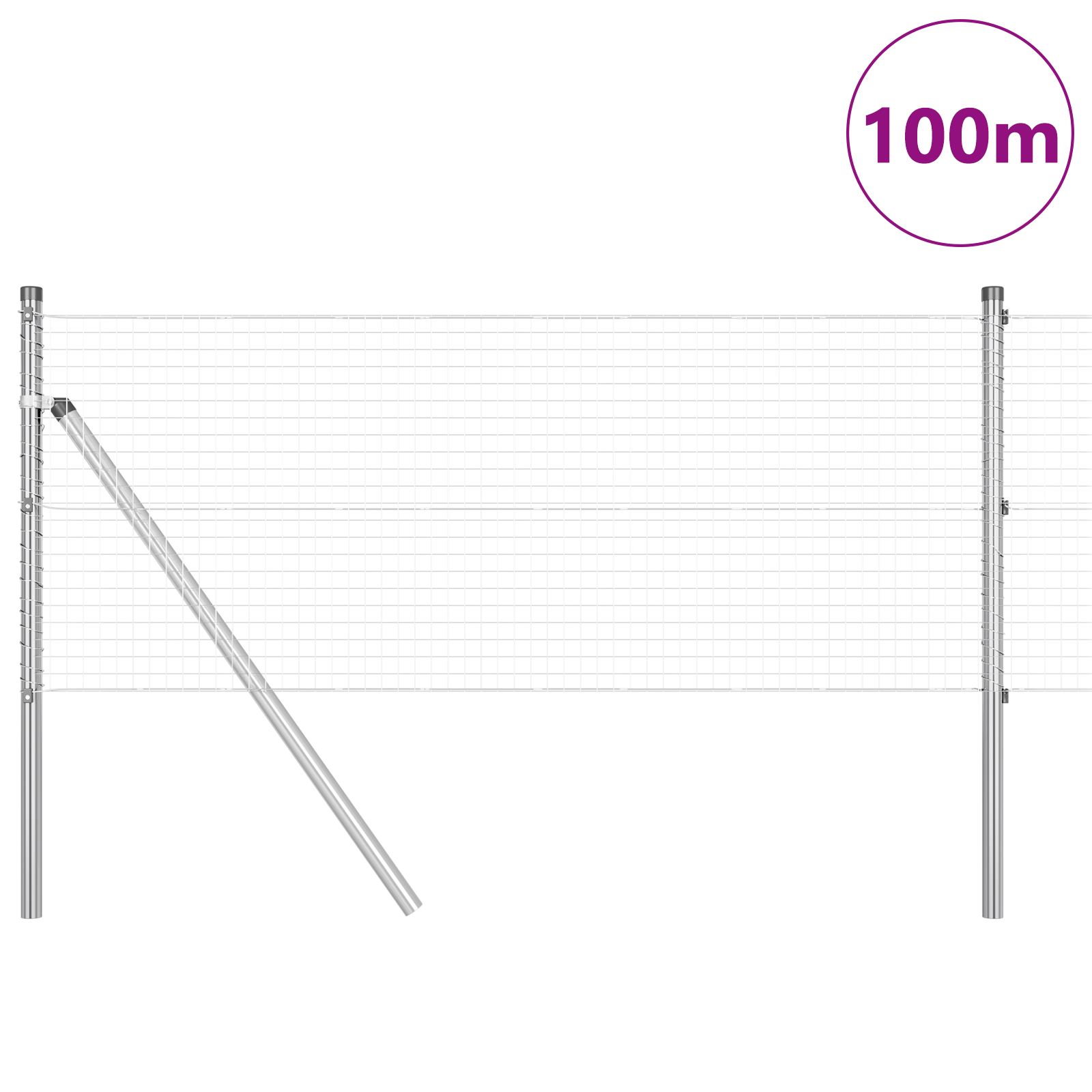 vidaXL Îngrădire cu stâlpi Argintiu 0.4 x 100 m Oțel vidaXL Îngrădire cu stâlpi Argintiu 0.4 x 100 m Oțel