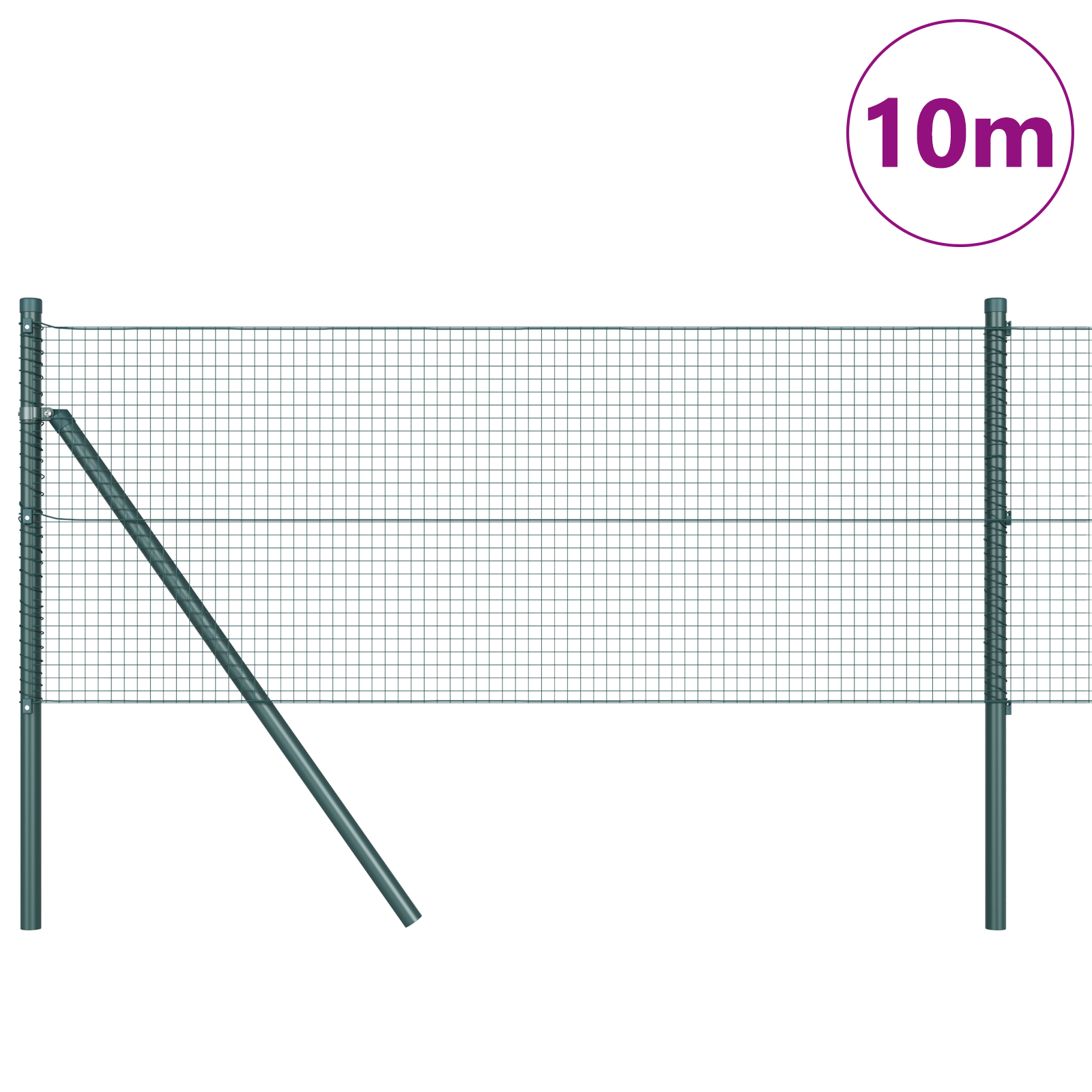 vidaXL Îngrădire cu stâlpi Verde 0.4 x 10 m Oțel
