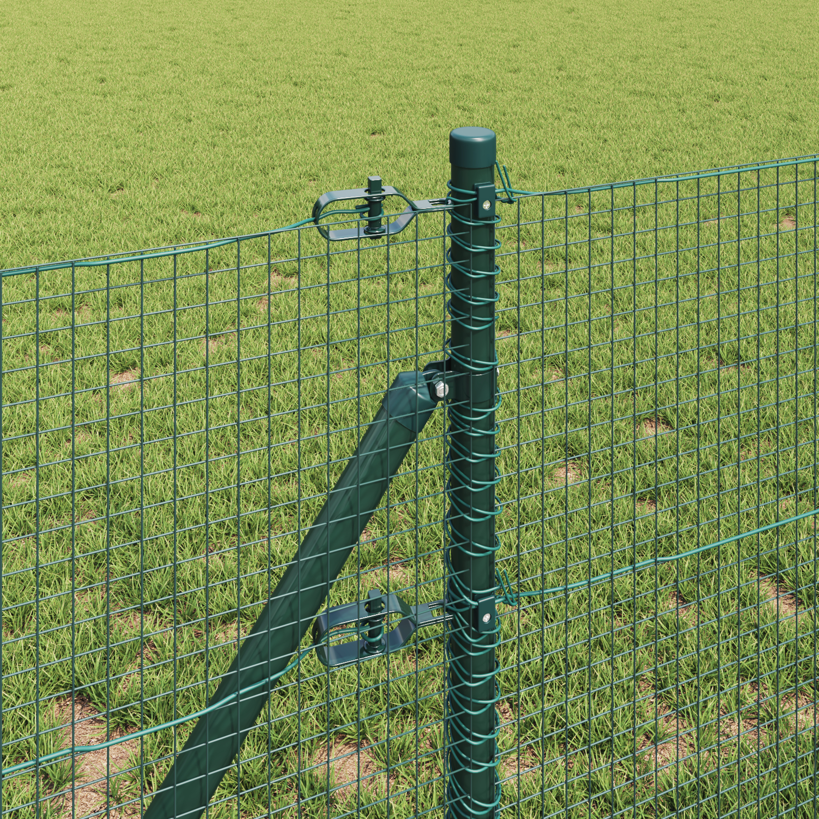 vidaXL Îngrădire cu stâlpi Verde 0.4 x 10 m Oțel