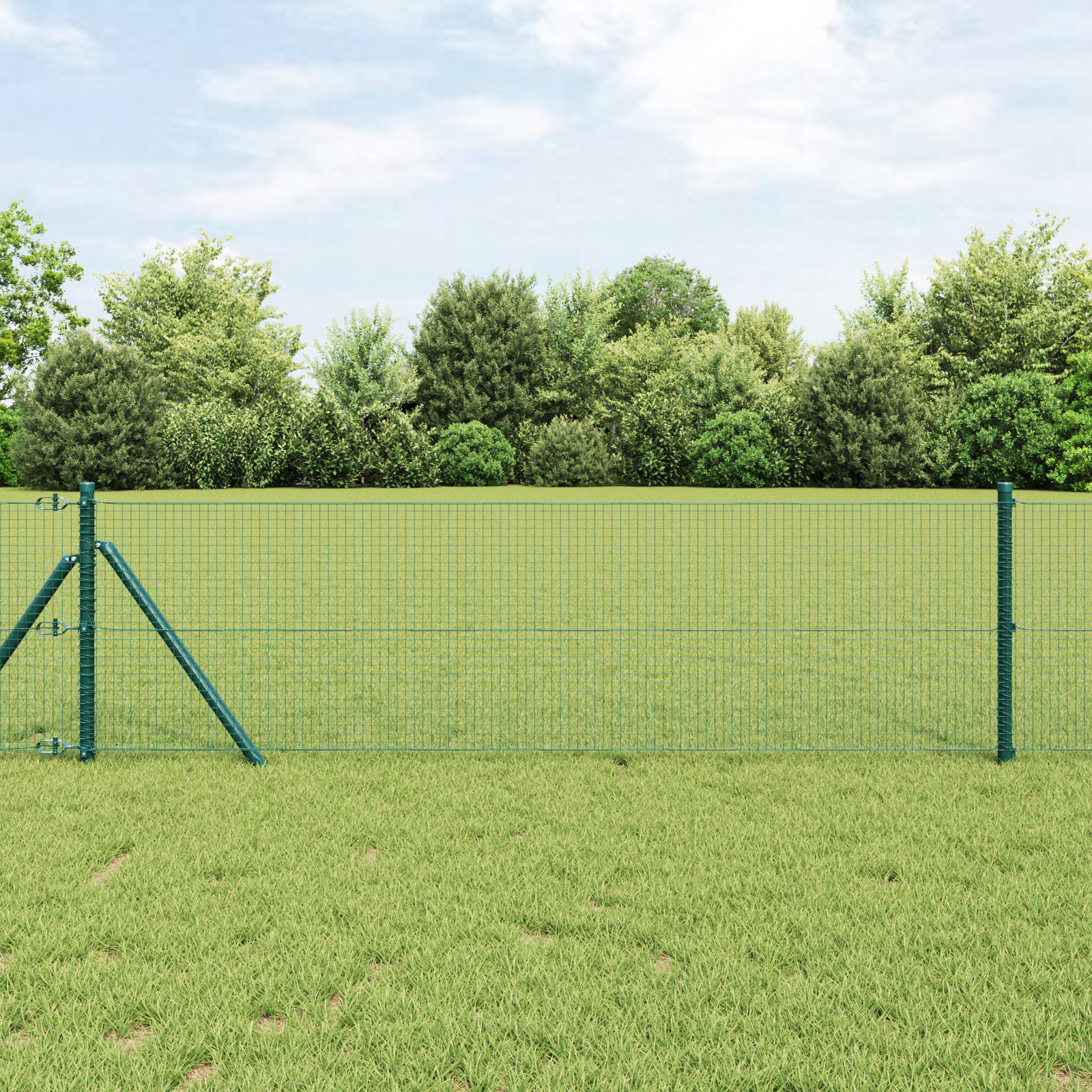 vidaXL Îngrădire cu stâlpi Verde 0.5 x 10 m Oțel