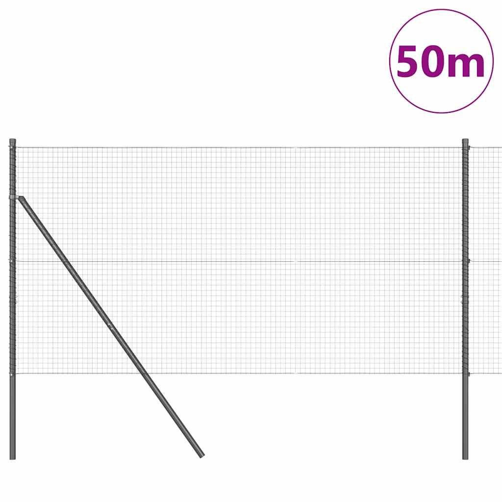 vidaXL Îngrădire cu stâlpi Gri 1.2 x 50 m Oțel vidaXL Îngrădire cu stâlpi Gri 1.2 x 50 m Oțel