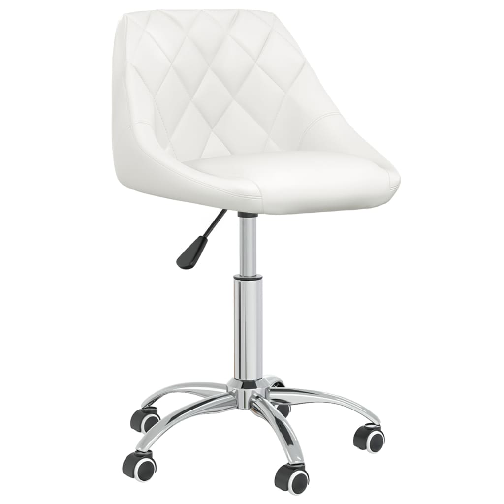 vidaXL Scaune de bucătărie pivotante, 2 buc., alb, piele artificială