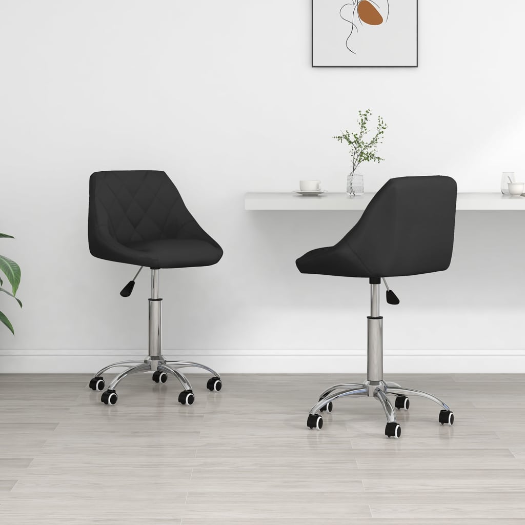vidaXL Scaune de bucătărie pivotante, 2 buc. negru, piele ecologică