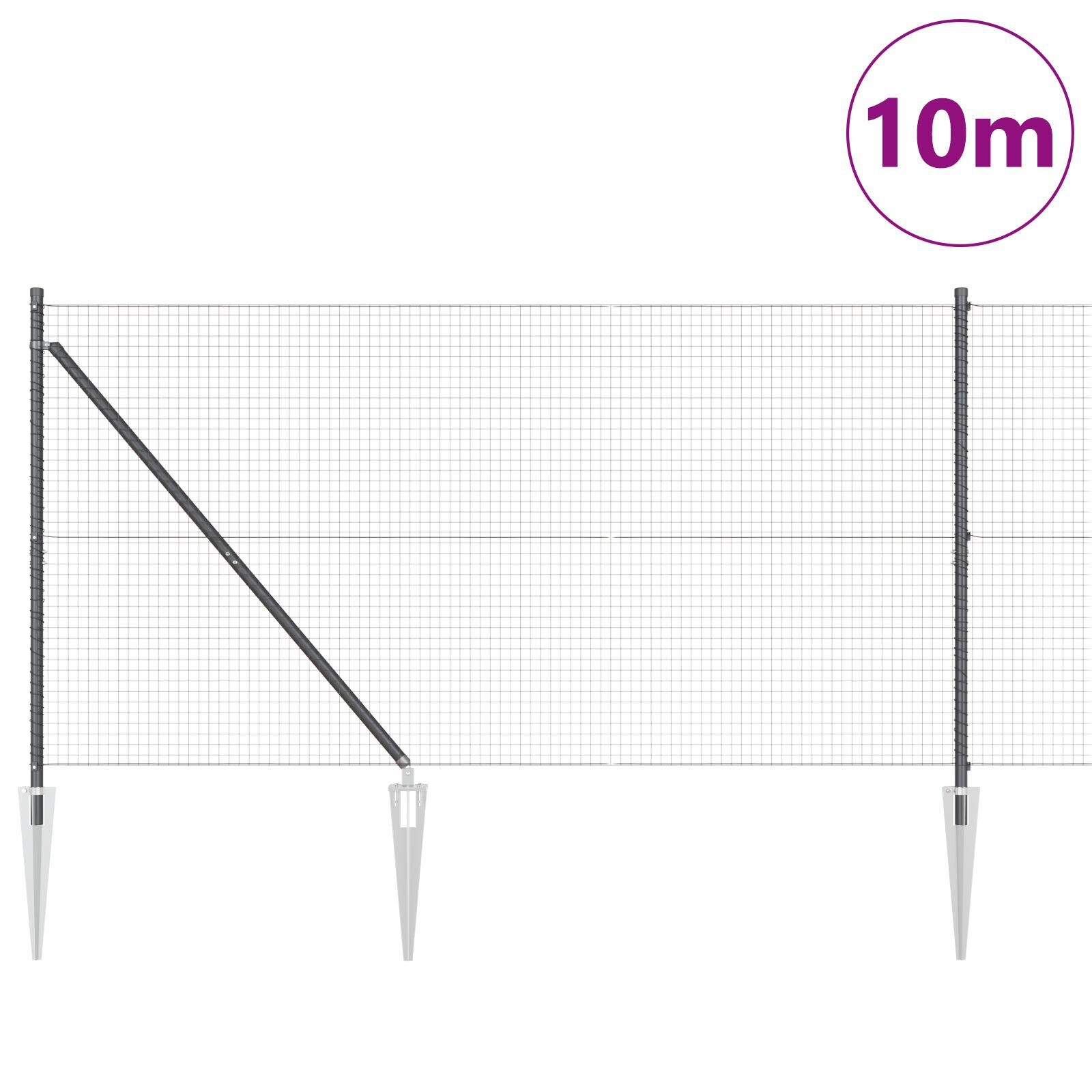 vidaXL Îngrădire cu stâlpi Gri 1.2 x 10 m Oțel