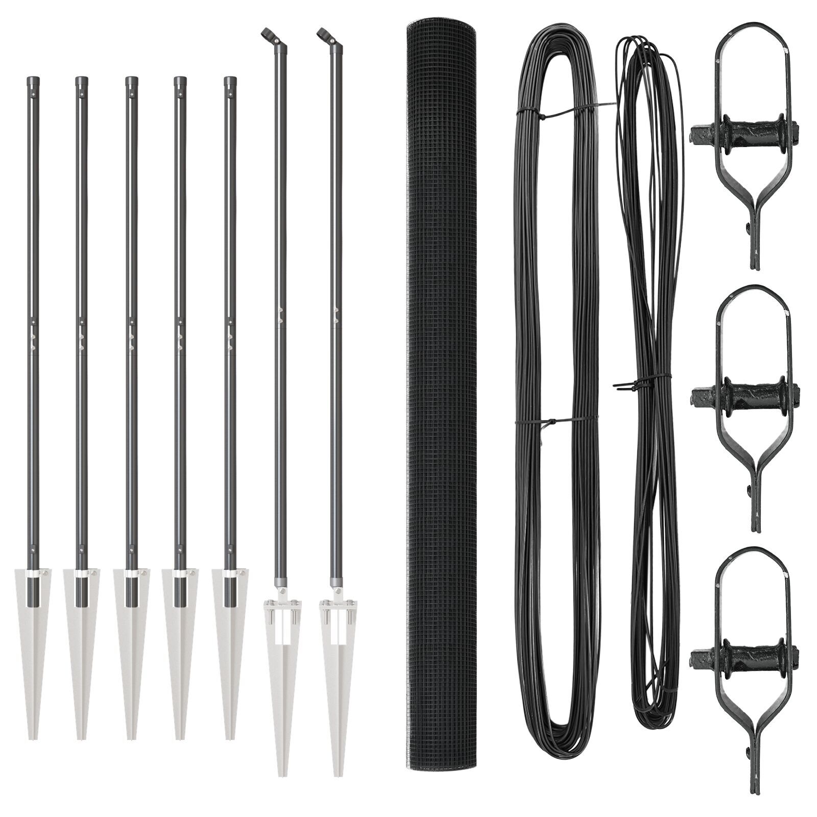 vidaXL Set stâlpi gard metalici Set 2 Gri Metal, Plastic 10 x 1.5 m