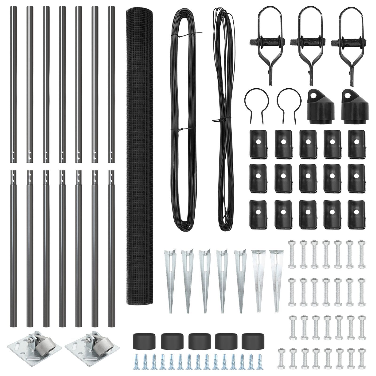 vidaXL Set stâlpi gard metalici Set 2 Gri Metal, Plastic 10 x 1.5 m