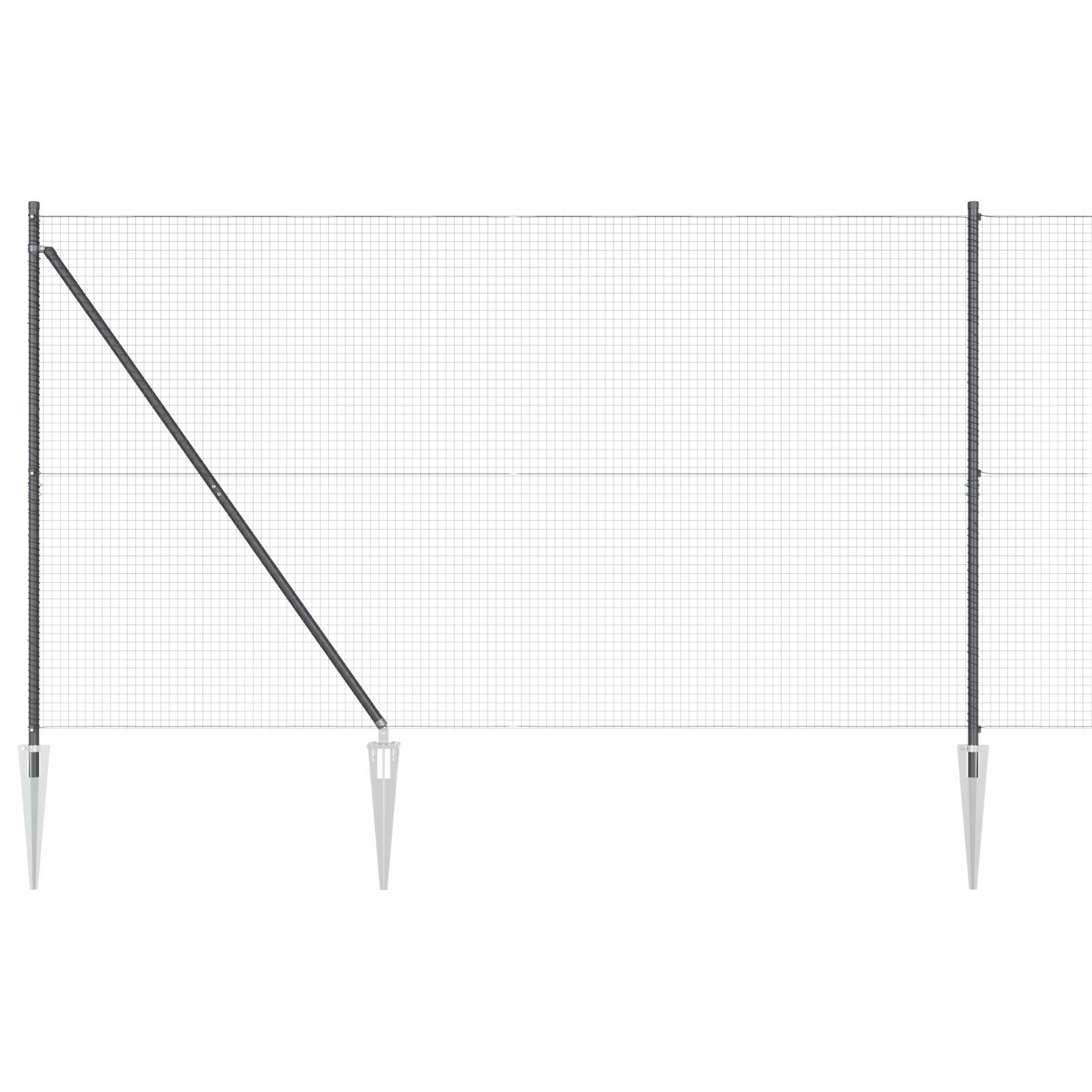 vidaXL Set stâlpi gard metalici Set 2 Gri Metal, Plastic 10 x 1.5 m