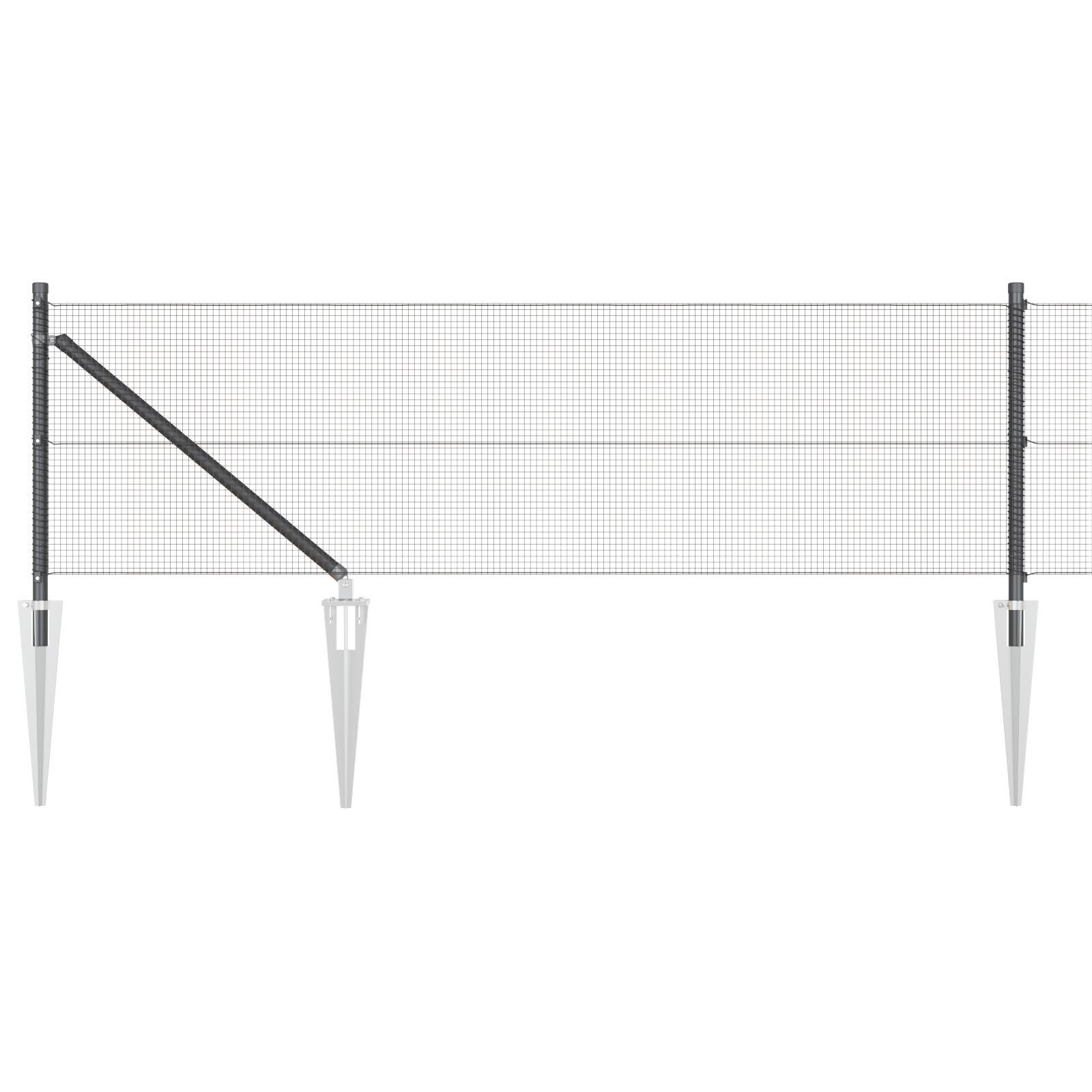 vidaXL Set stâlpi de gard Set de 2 Gri, Negru Oțel, PVC 25 x 0.5 m