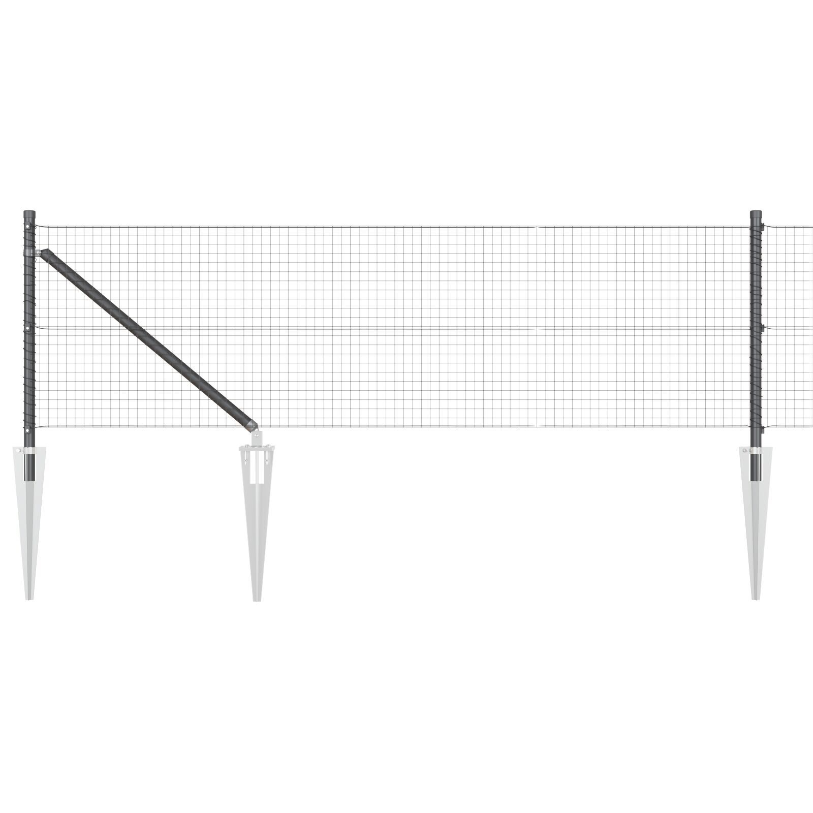 vidaXL ViaXL Sârmă Sudată cu 13 Stâlpi de Țeavă Gri 0.6x25 m Oțel