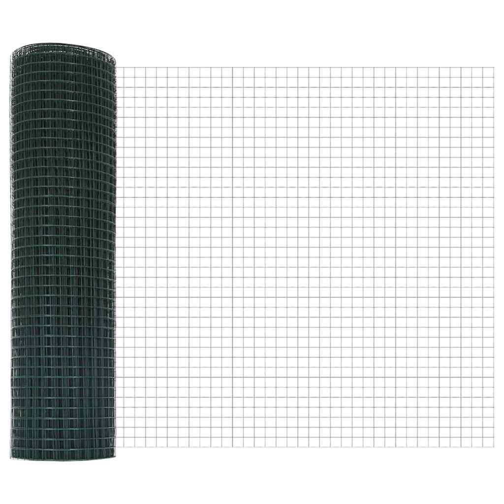 vidaXL Stâlp de gard. Verde 25 x 0,6 m (plasă de 25 x 25 mm)