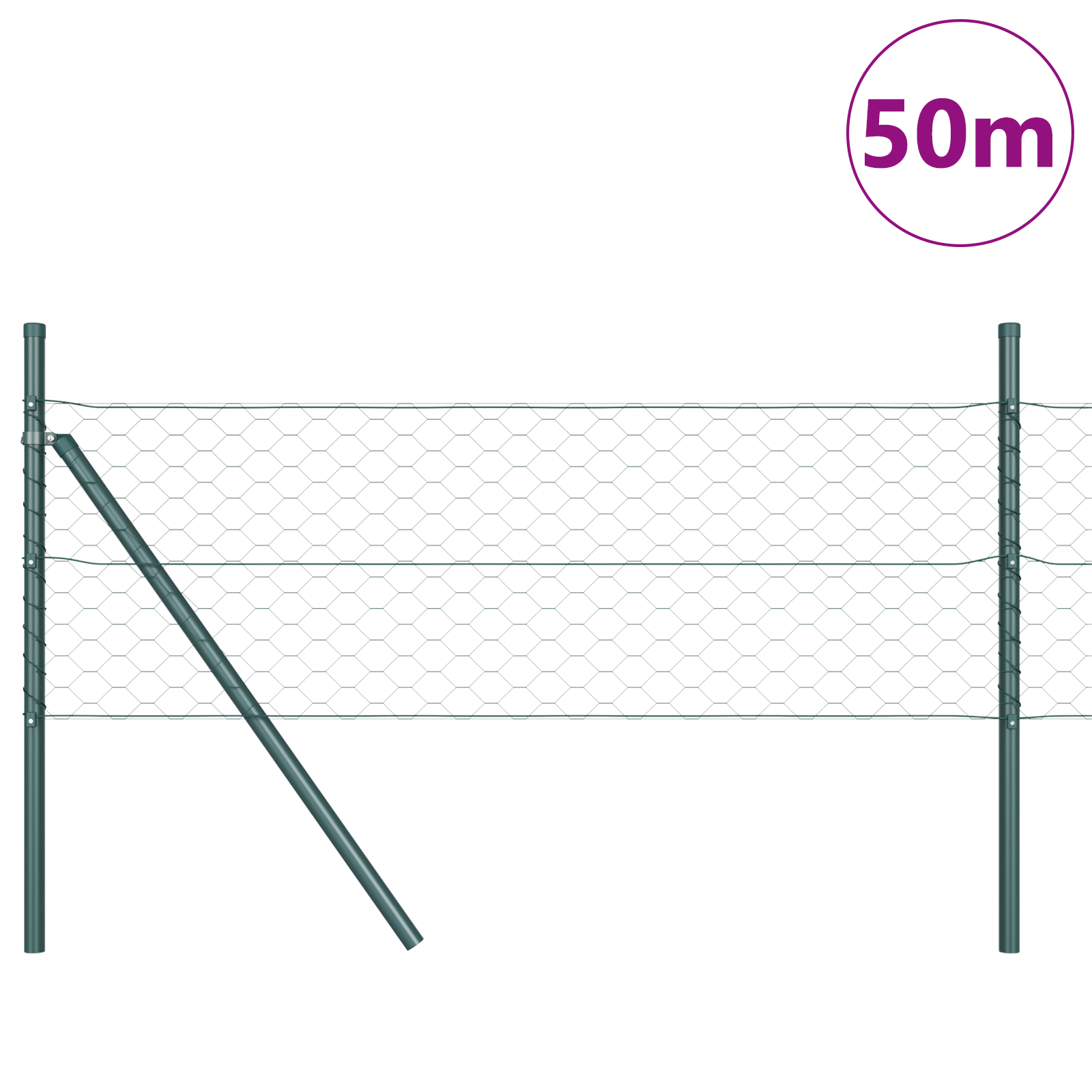 vidaXL Îngrădire cu stâlpi Verde 1 x 50 m otel acoperit cu PVC