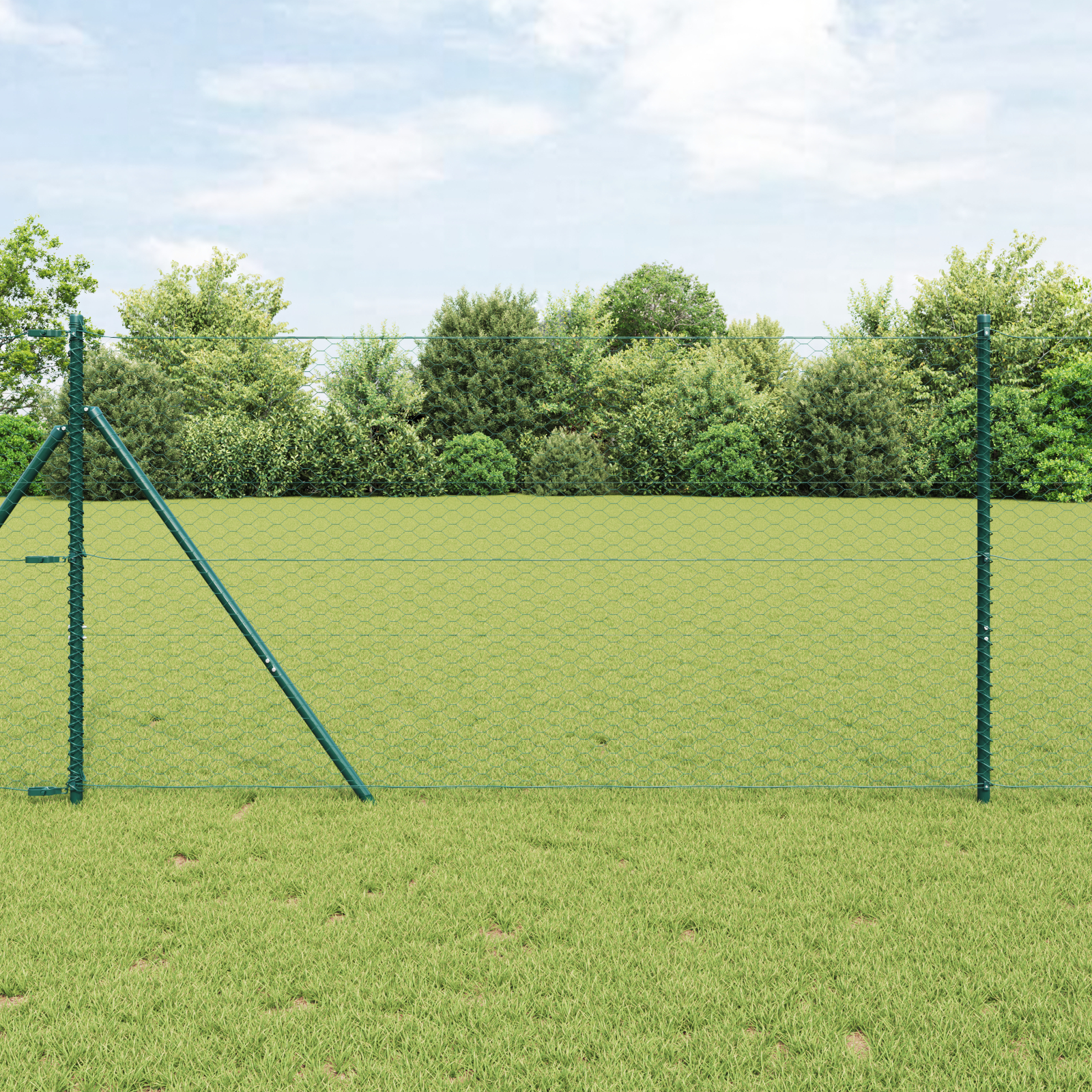 vidaXL Îngrădire cu stâlpi Verde 1.2 x 50 m otel acoperit cu PVC