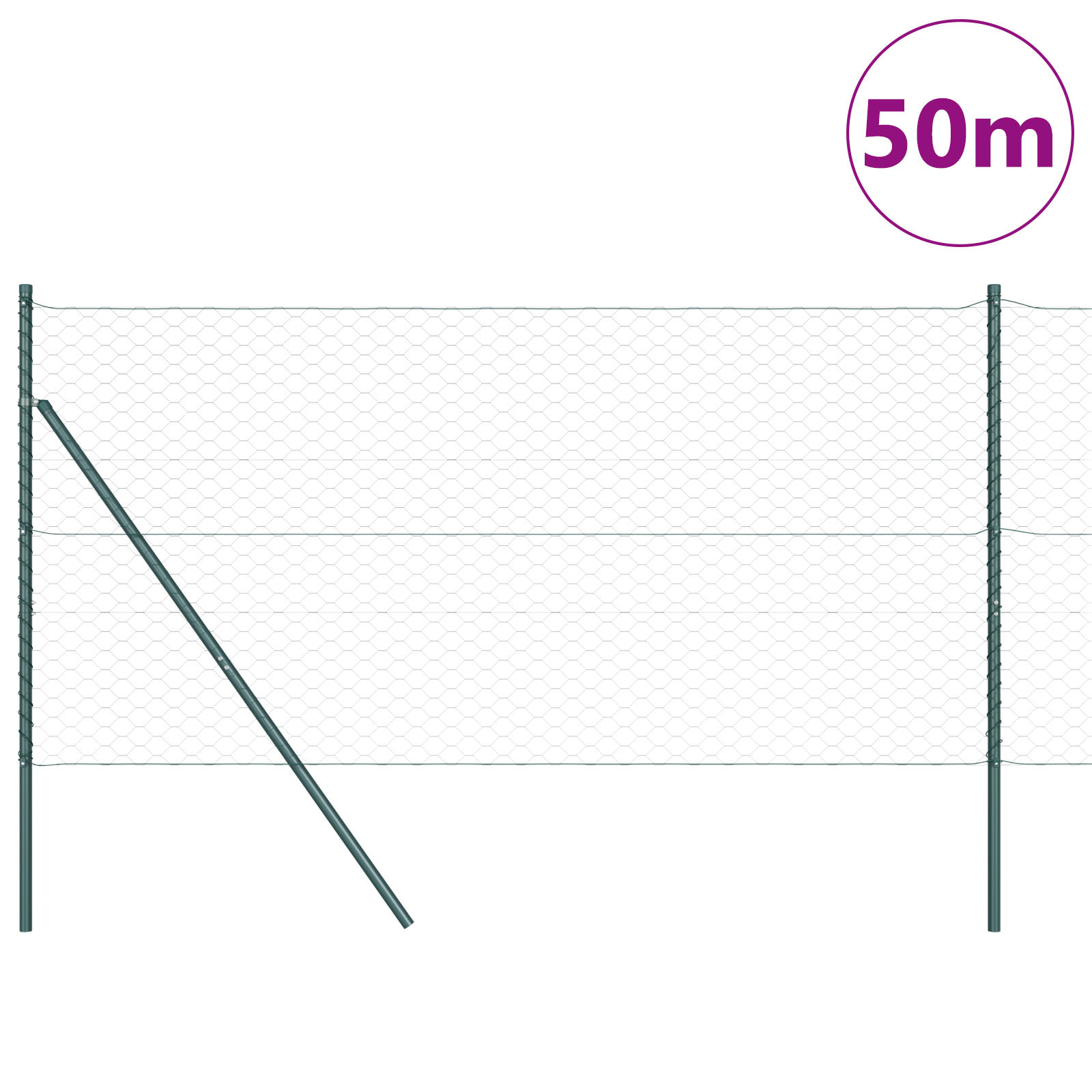vidaXL Îngrădire cu stâlpi Verde 1.4 x 50 m otel acoperit cu PVC vidaXL Îngrădire cu stâlpi Verde 1.4 x 50 m otel acoperit cu PVC