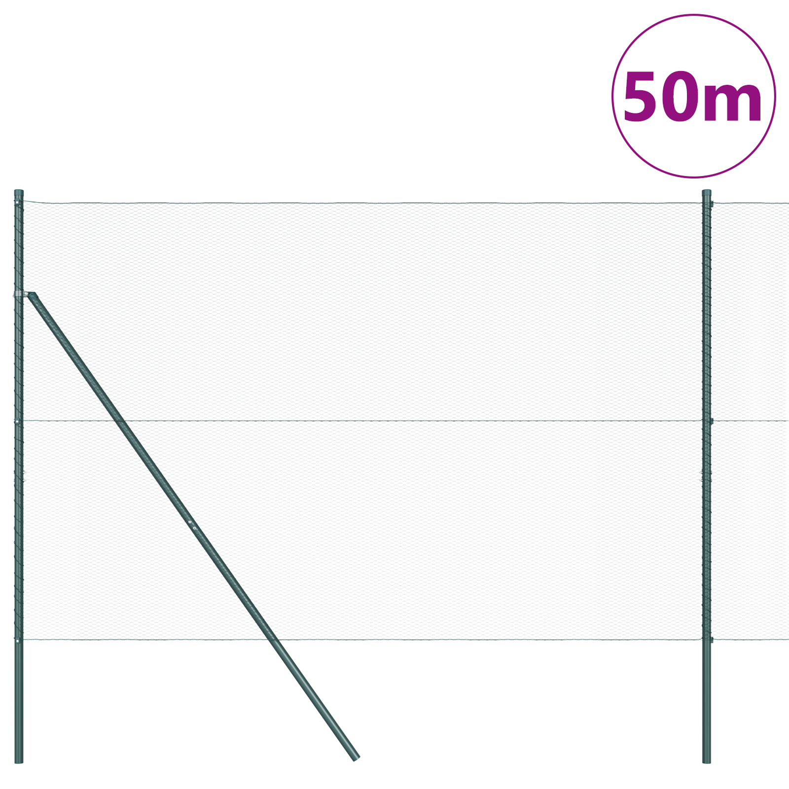 vidaXL Îngrădire cu stâlpi Verde 1.6 x 50 m otel acoperit cu PVC vidaXL Îngrădire cu stâlpi Verde 1.6 x 50 m otel acoperit cu PVC