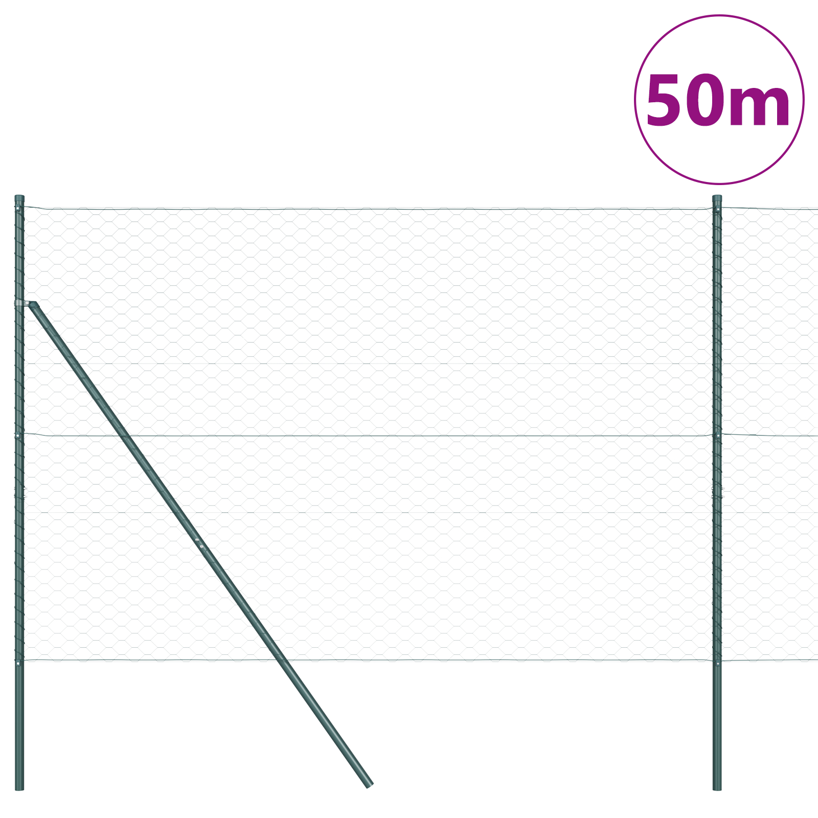 vidaXL Îngrădire cu stâlpi Verde 1.6 x 50 m otel acoperit cu PVC