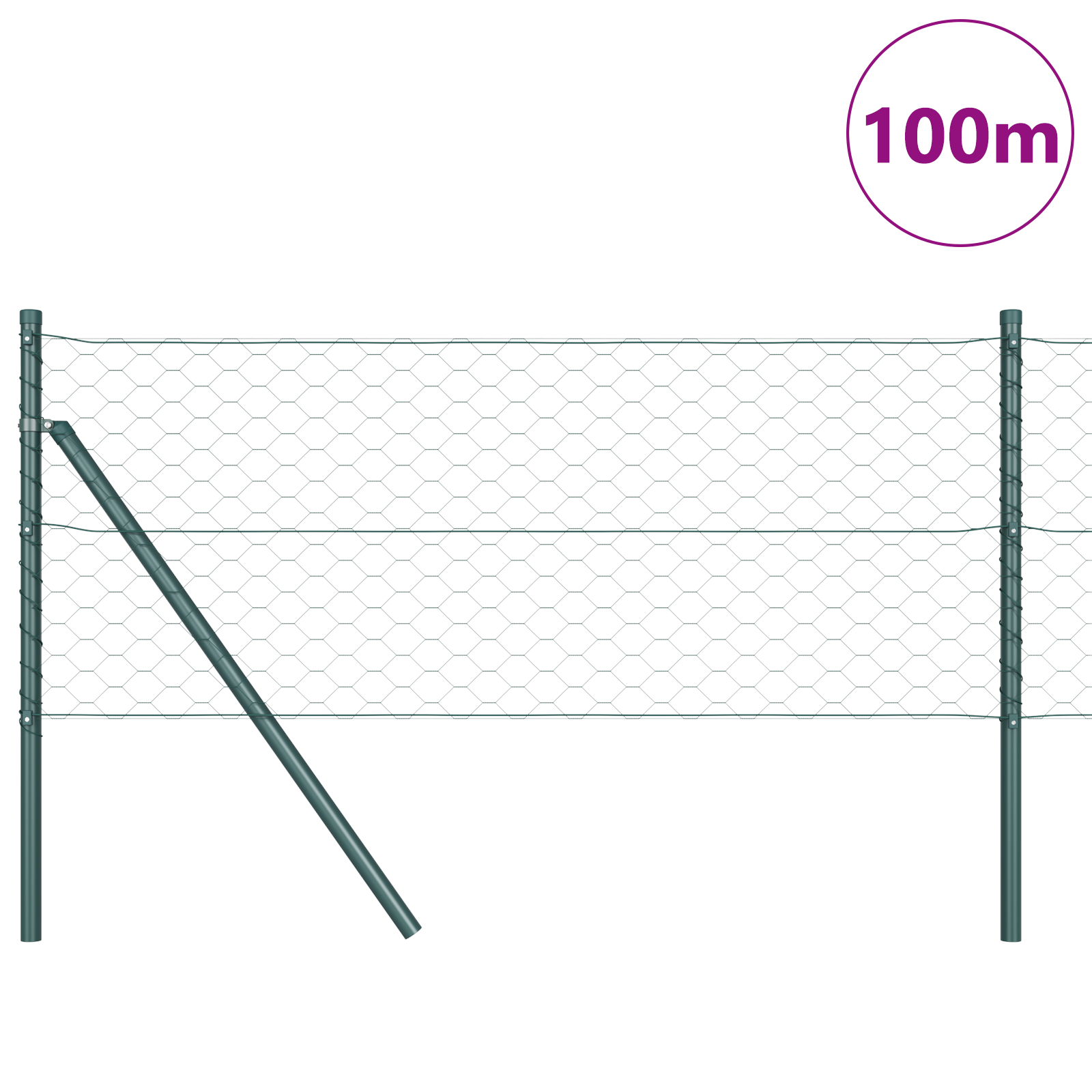 vidaXL Îngrădire cu stâlpi Verde 0.6 x 100 m otel acoperit cu PVC