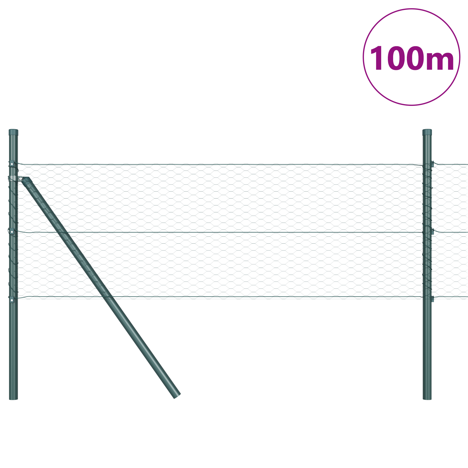 vidaXL Îngrădire cu stâlpi Verde 0.8 x 100 m otel acoperit cu PVC vidaXL Îngrădire cu stâlpi Verde 0.8 x 100 m otel acoperit cu PVC
