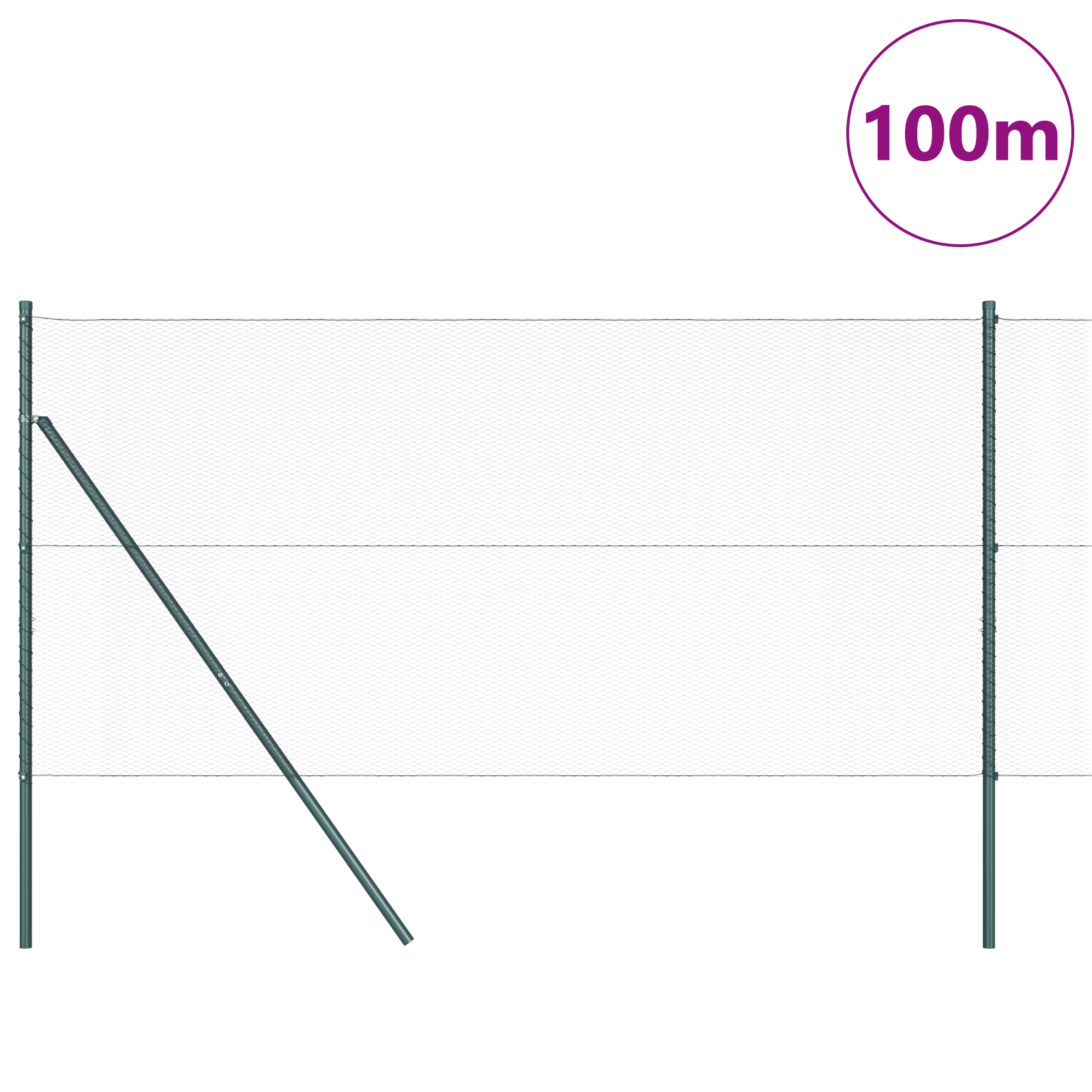 vidaXL Îngrădire cu stâlpi Verde 1 x 100 m otel acoperit cu PVC vidaXL Îngrădire cu stâlpi Verde 1 x 100 m otel acoperit cu PVC