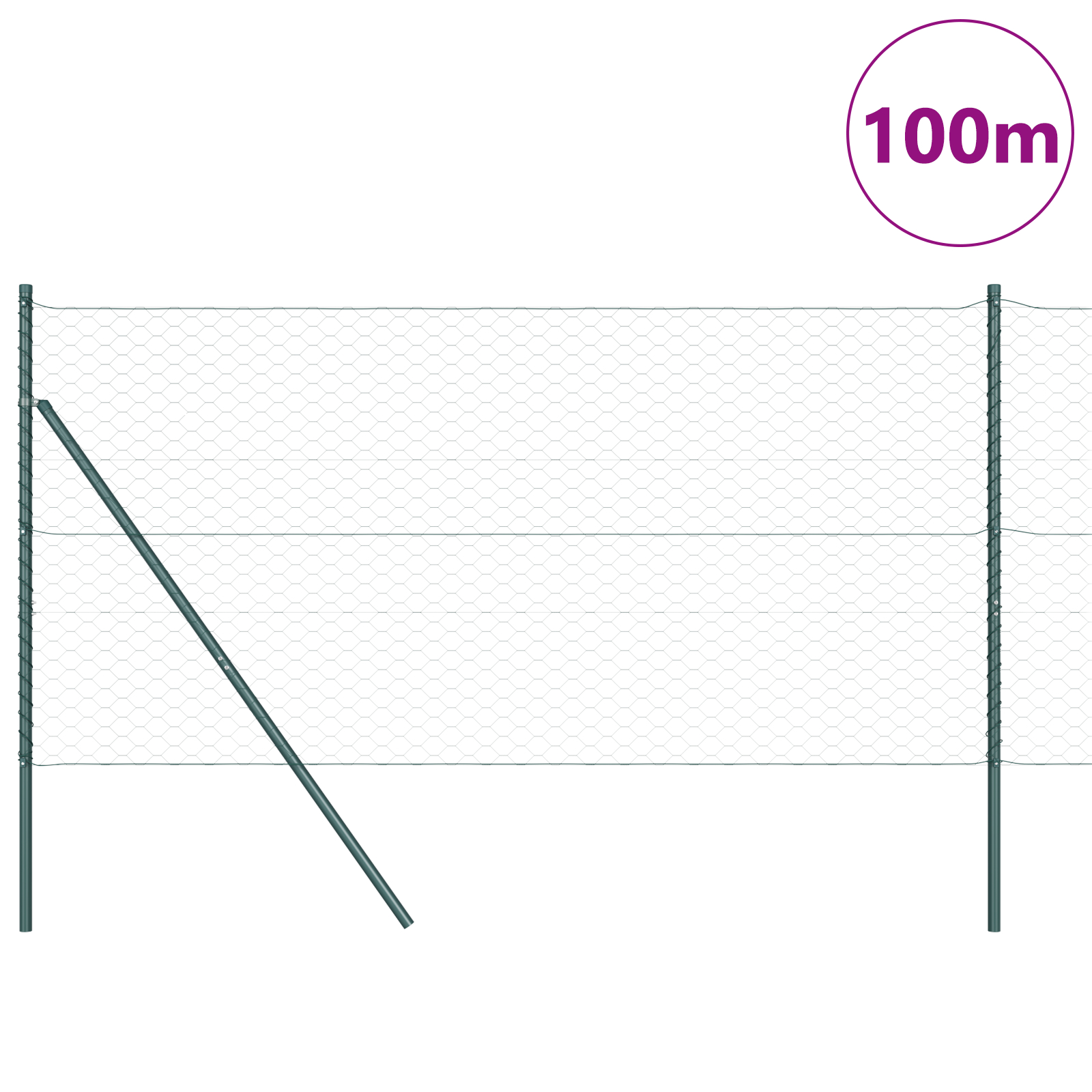 Cloț Hexagonal vidaXL Verde 1x100 m Oțel Cloț Hexagonal vidaXL Verde 1x100 m Oțel