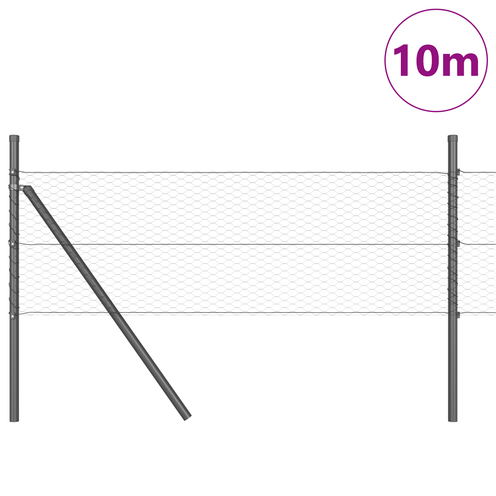vidaXL Îngrădire cu stâlpi Gri 0.5 x 10 m otel acoperit cu PVC