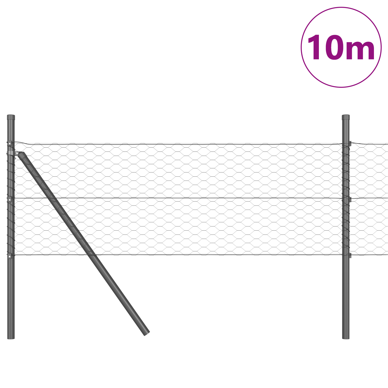 vidaXL Îngrădire cu stâlpi Gri 0.5 x 10 m otel acoperit cu PVC