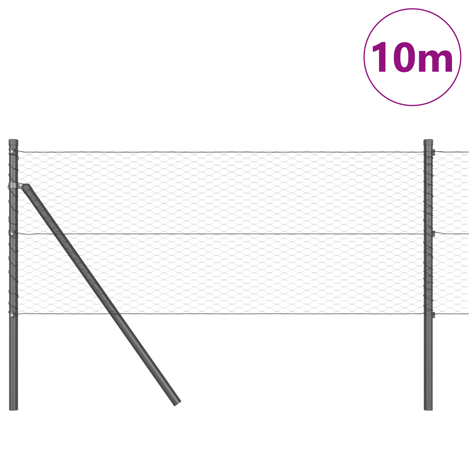 Gard Hexagonal vidaXL Gri 0.6x10 m Oțel