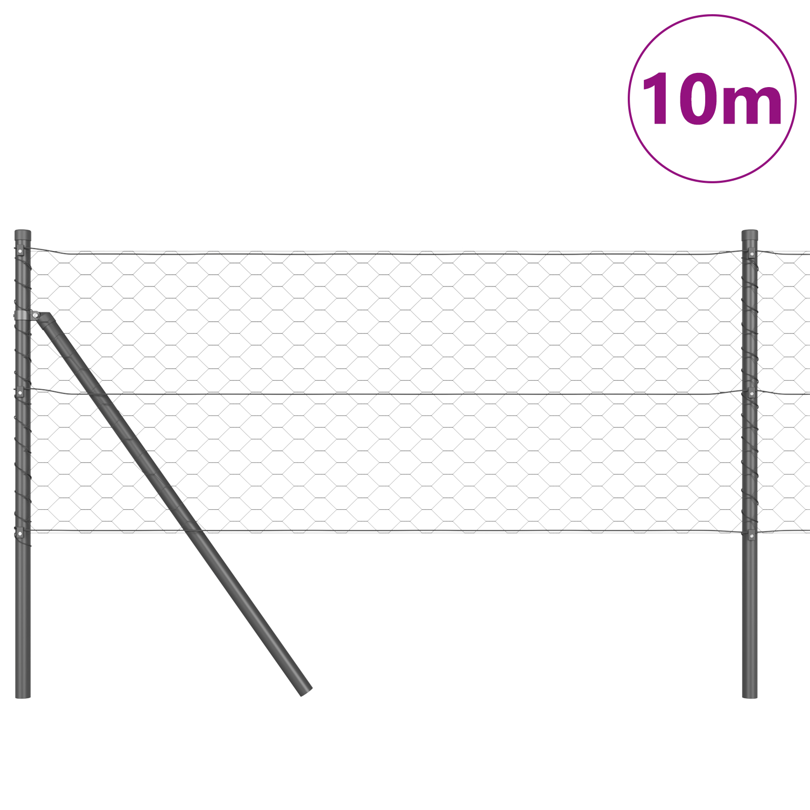 Gard Hexagonal vidaXL Gri 0.6x10 m Oțel