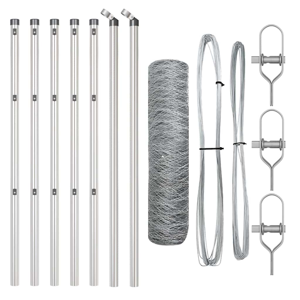 vidaXL Stâlp de gard. Argintiu 10 x 0,6 m (plasă de 36 mm) Oțel