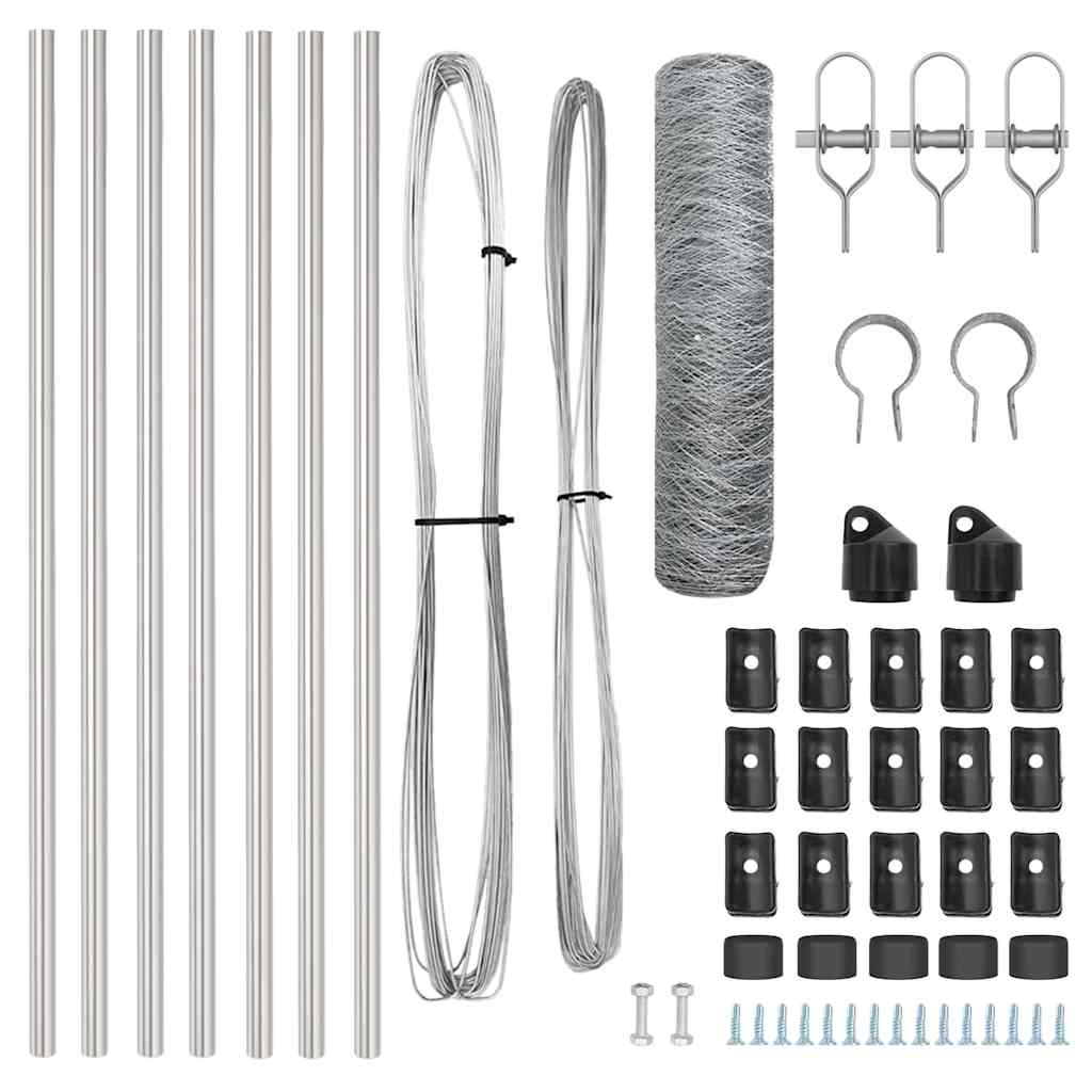 vidaXL Stâlp de gard. Argintiu 10 x 0,6 m (plasă de 36 mm) Oțel