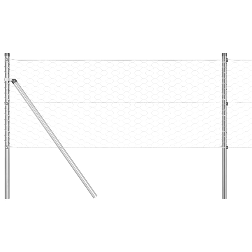 vidaXL Stâlp de gard. Argintiu 10 x 0,6 m (plasă de 36 mm) Oțel