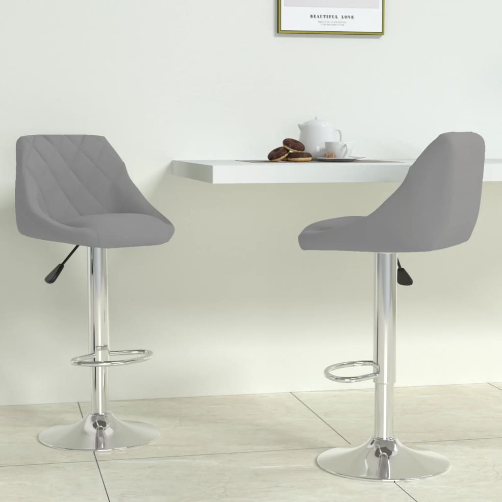 vidaXL Scaune de bar, 2 buc., gri deschis, catifea vidaXL Scaune de bar, 2 buc., gri deschis, catifea