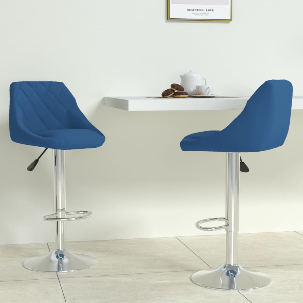 vidaXL Scaune de bar, 2 buc., albastru, catifea vidaXL Scaune de bar, 2 buc., albastru, catifea
