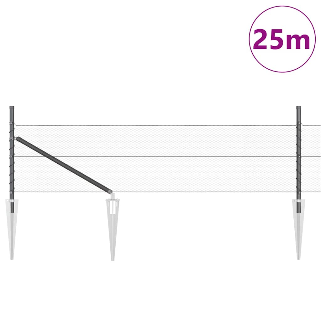 vidaXL Îngrădire cu stâlpi Gri 0.4 x 25 m otel acoperit cu PVC