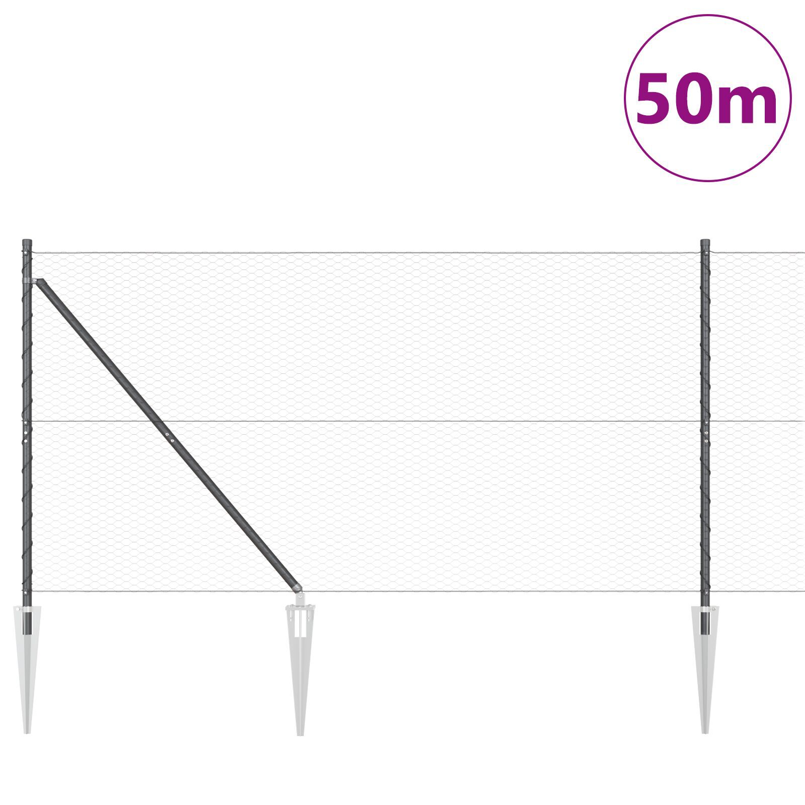 Gard Hexagon vidaXL Gri 1,2x50 m Oțel Gard Hexagon vidaXL Gri 1,2x50 m Oțel