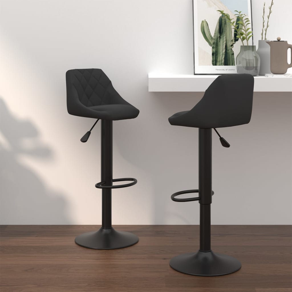 vidaXL Scaune de bar, 2 buc., negru, catifea vidaXL Scaune de bar, 2 buc., negru, catifea