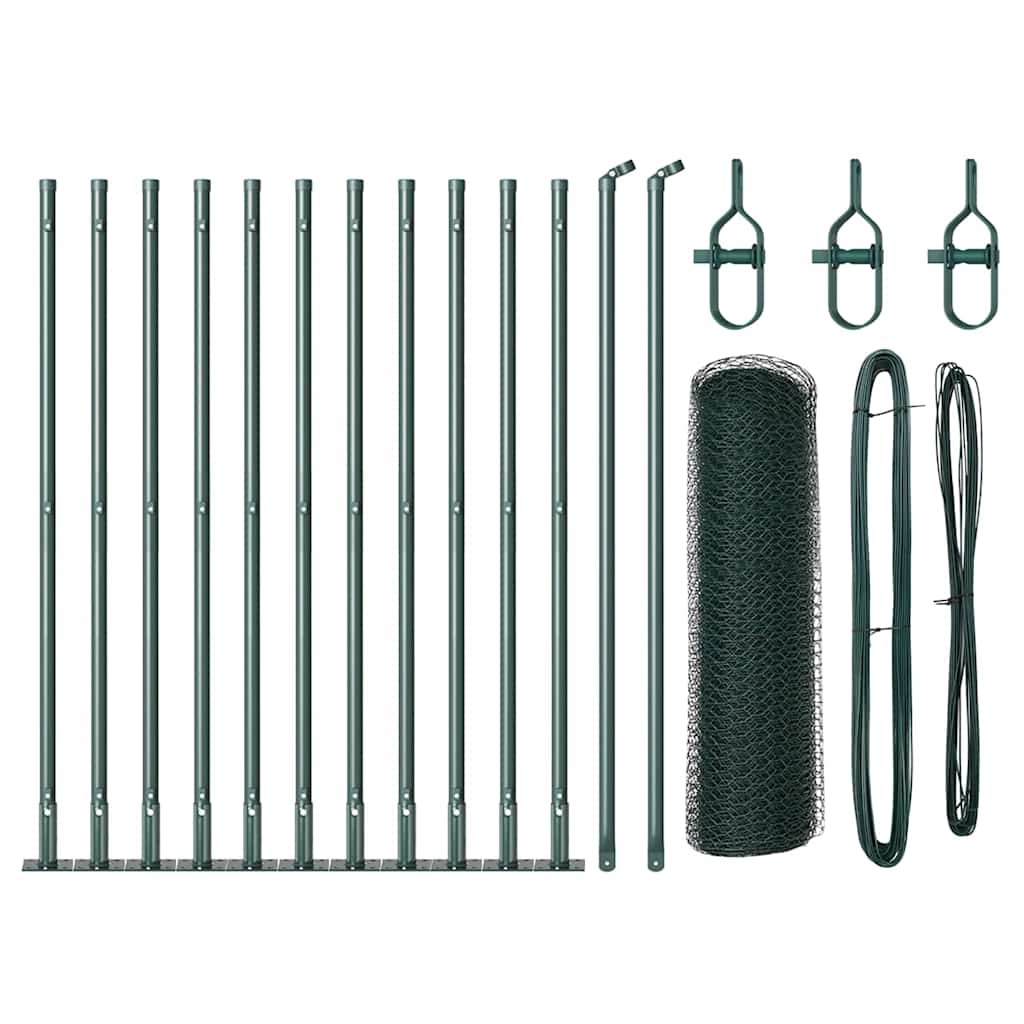 vidaXL Îngrădire cu stâlpi Verde 0.5 x 25 m otel acoperit cu PVC vidaXL Îngrădire cu stâlpi Verde 0.5 x 25 m otel acoperit cu PVC