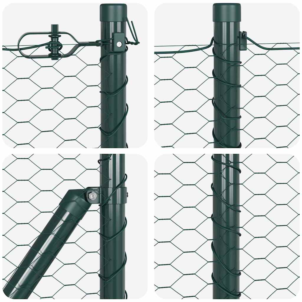 vidaXL Îngrădire cu stâlpi Verde 0.6 x 25 m otel acoperit cu PVC