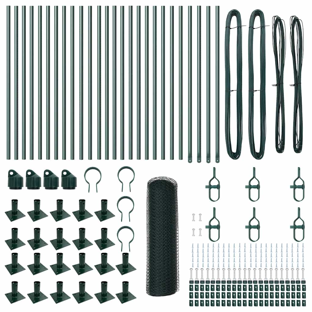 vidaXL Îngrădire cu stâlpi Verde 0.5 x 50 m otel acoperit cu PVC vidaXL Îngrădire cu stâlpi Verde 0.5 x 50 m otel acoperit cu PVC