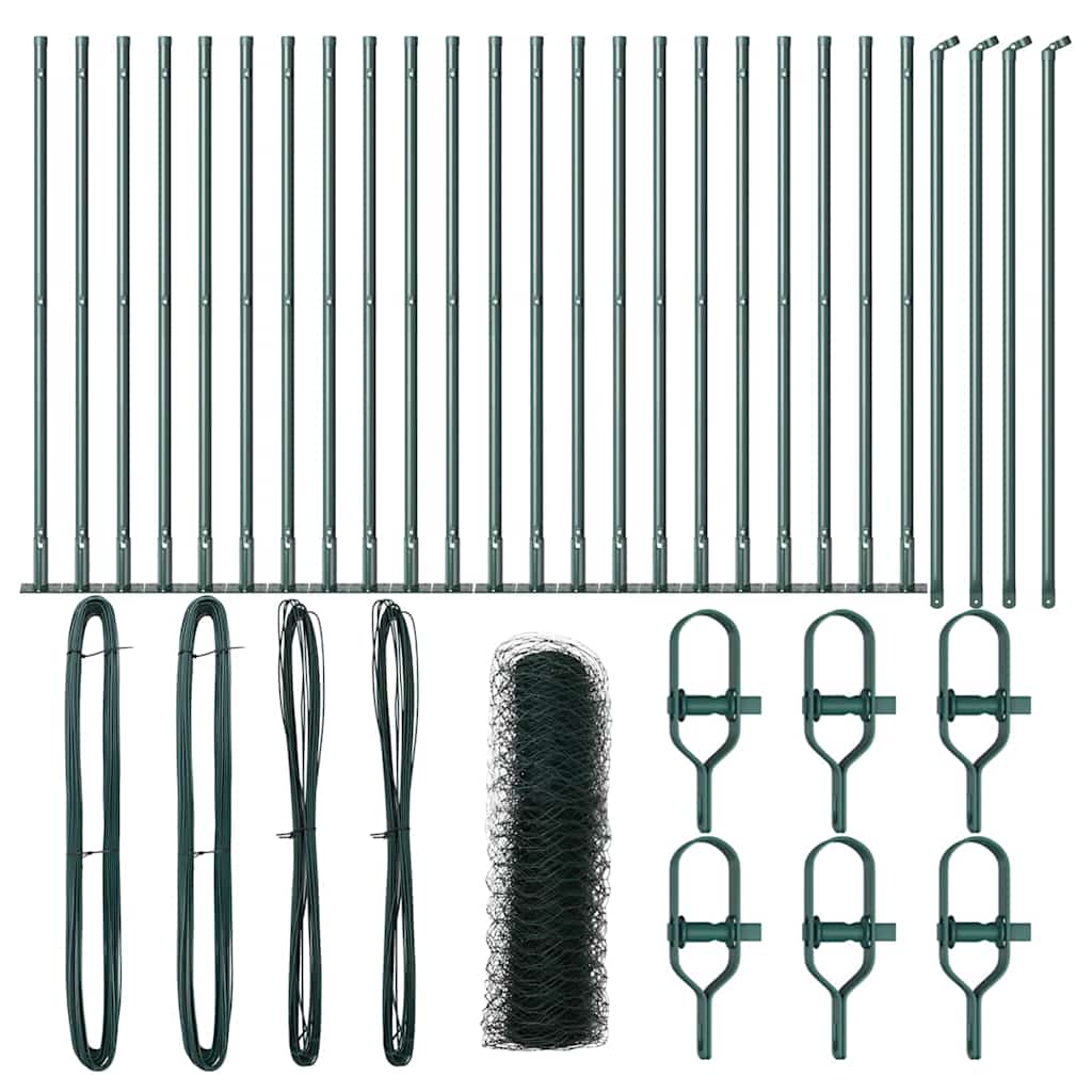 vidaXL Stâlp de gard. Verde 50 x 0,6 m (plasă de 50 mm) Oțel și PVC