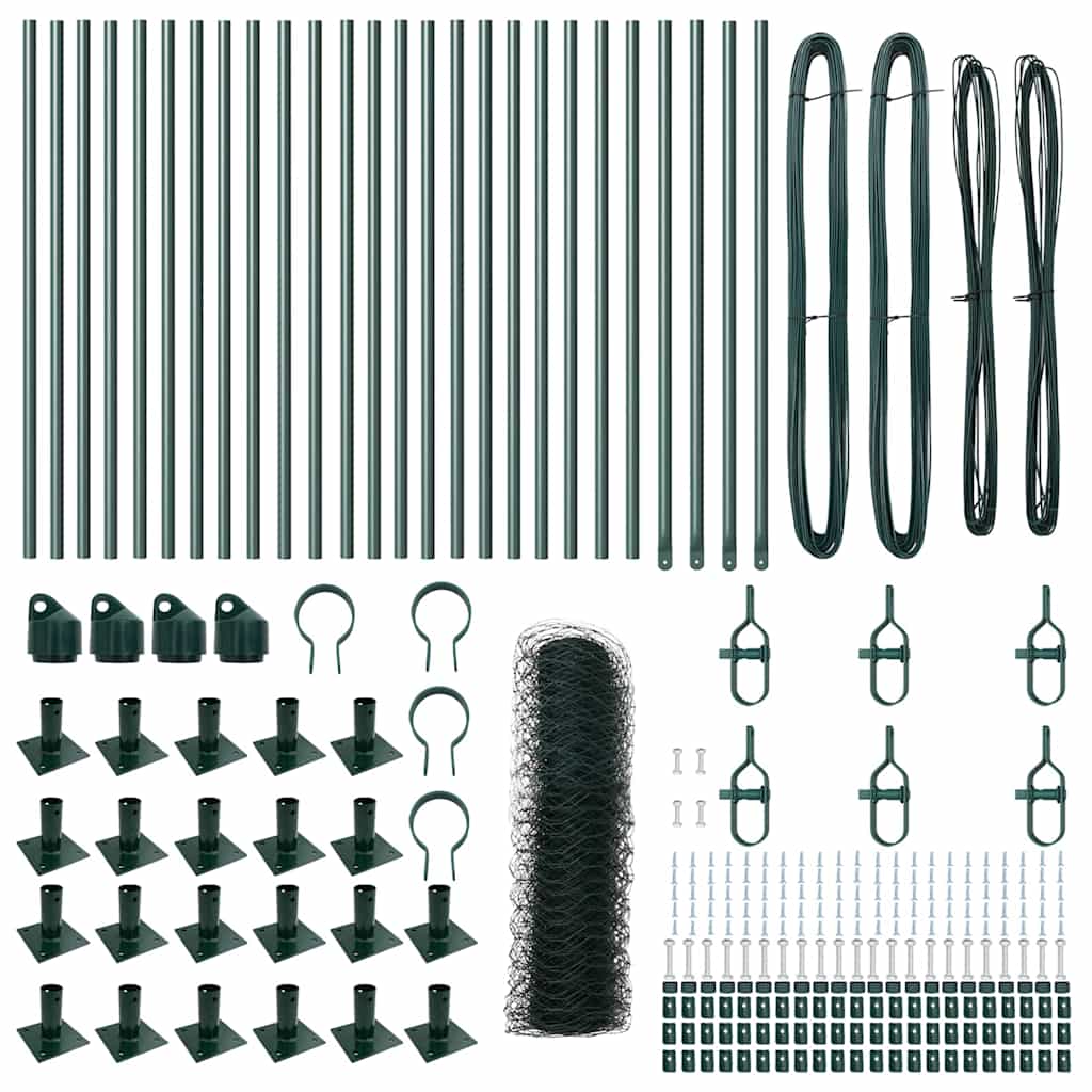 vidaXL Stâlp de gard. Verde 50 x 0,6 m (plasă de 50 mm) Oțel și PVC