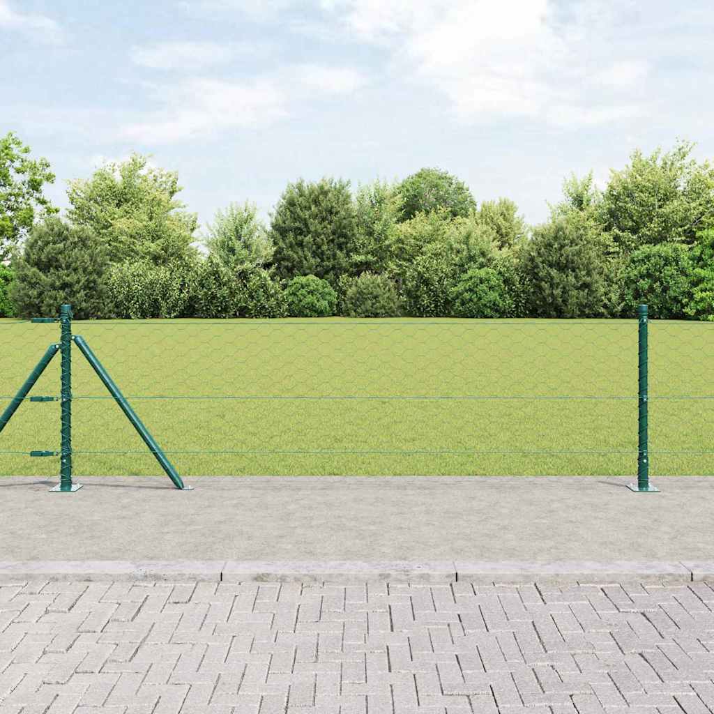 vidaXL Stâlp de gard. Verde 50 x 0,6 m (plasă de 50 mm) Oțel și PVC