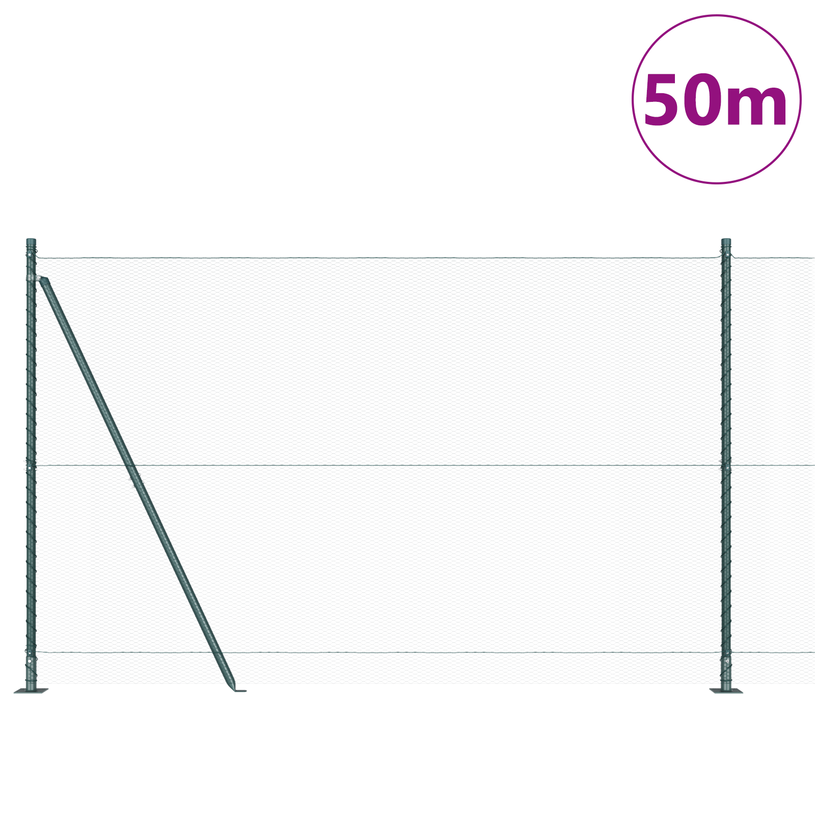 vidaXL Îngrădire cu stâlpi Verde 1.5 x 50 m otel acoperit cu PVC vidaXL Îngrădire cu stâlpi Verde 1.5 x 50 m otel acoperit cu PVC