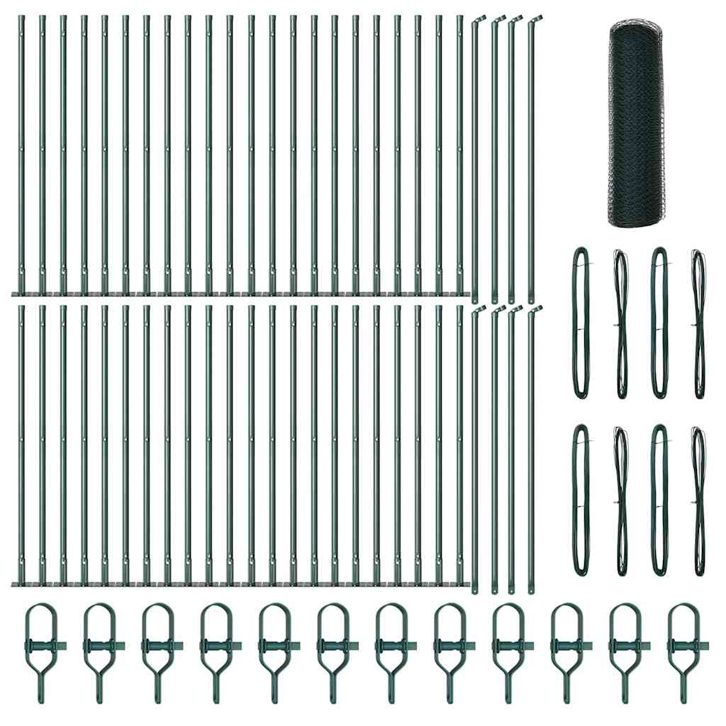 vidaXL Îngrădire cu stâlpi Verde 0.5 x 100 m otel acoperit cu PVC vidaXL Îngrădire cu stâlpi Verde 0.5 x 100 m otel acoperit cu PVC
